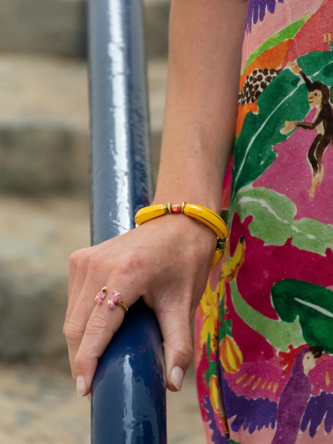 Nach Bijoux fruits bananes jaunes bracelet perles de verre