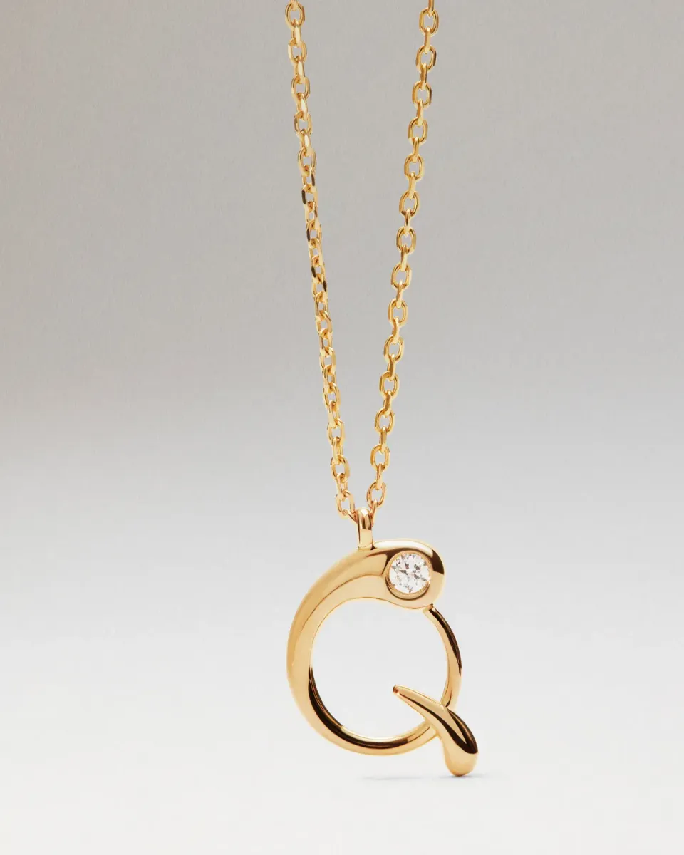 PDPAOLA Lettre Q collier initiale pendentif or 40-50 cm