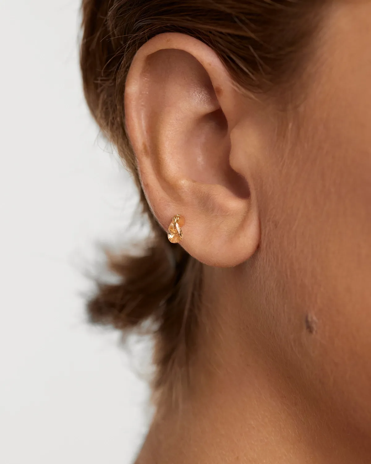PDPAOLA Peach Lily mono boucle zirconia pêche