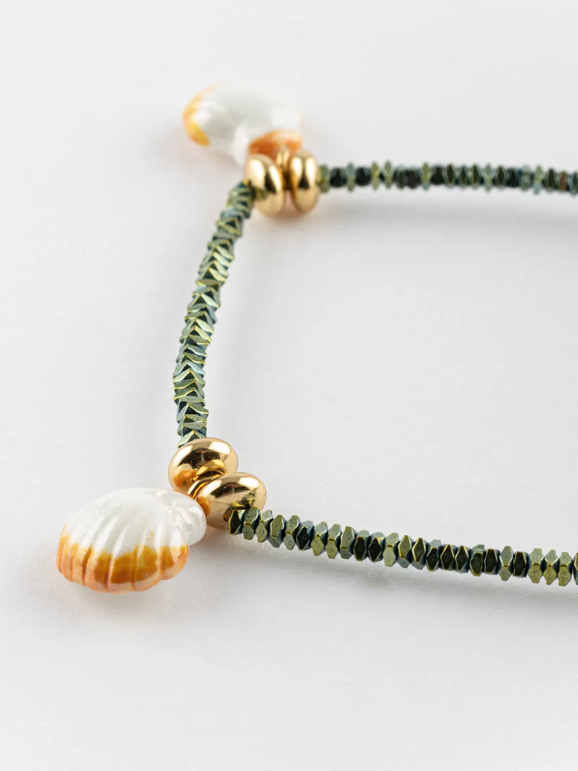Nach Bijoux Coquillage Hématite bracelet perles porcelaine 5-6 cm