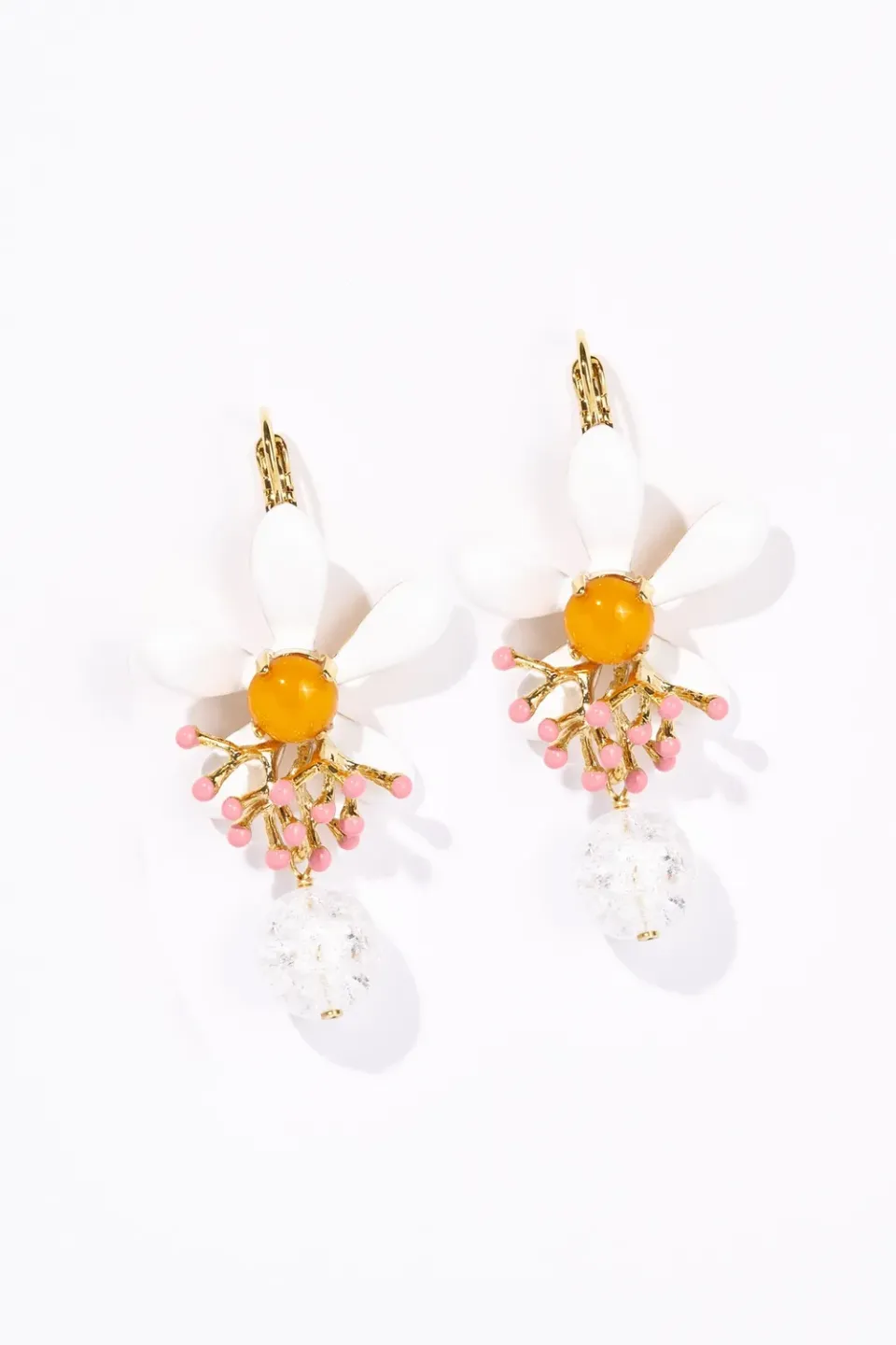 Philippe Ferrandis Neroli boucles dormeuses perle émail blanc