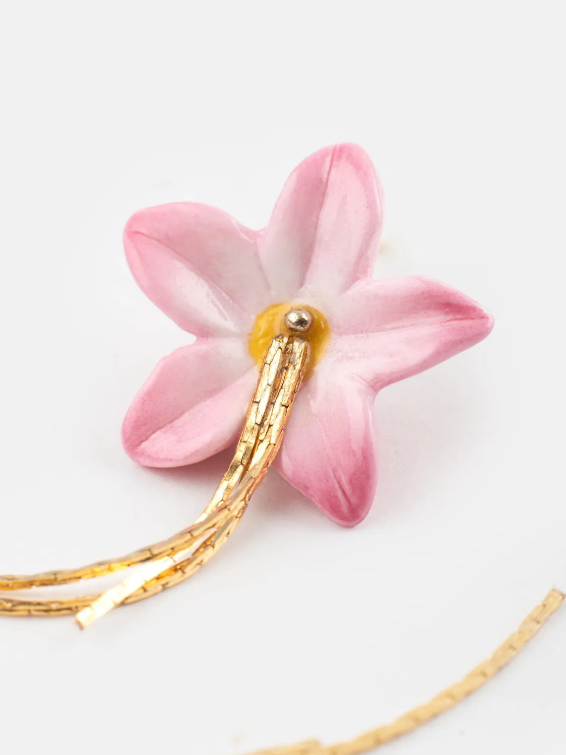 Nach Bijoux lys rose boucles franges porcelaine 6,4 cm