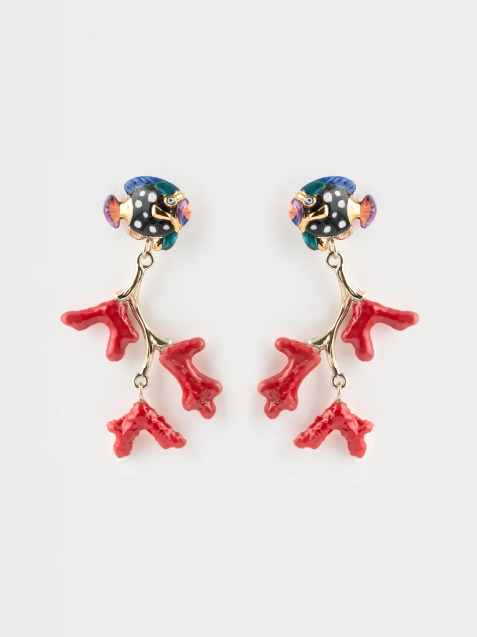 Nach Bijoux corail et poisson boucles d'oreilles rouges
