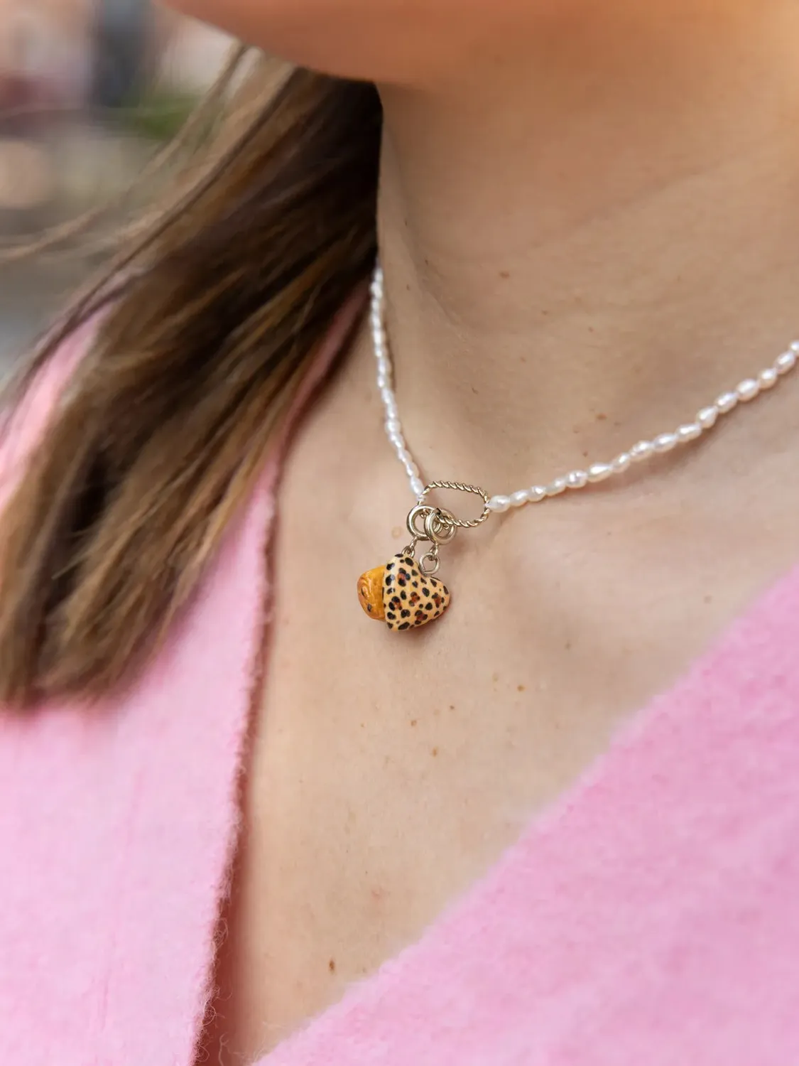 Nach Bijoux Cœur léopard charm's porcelaine doré