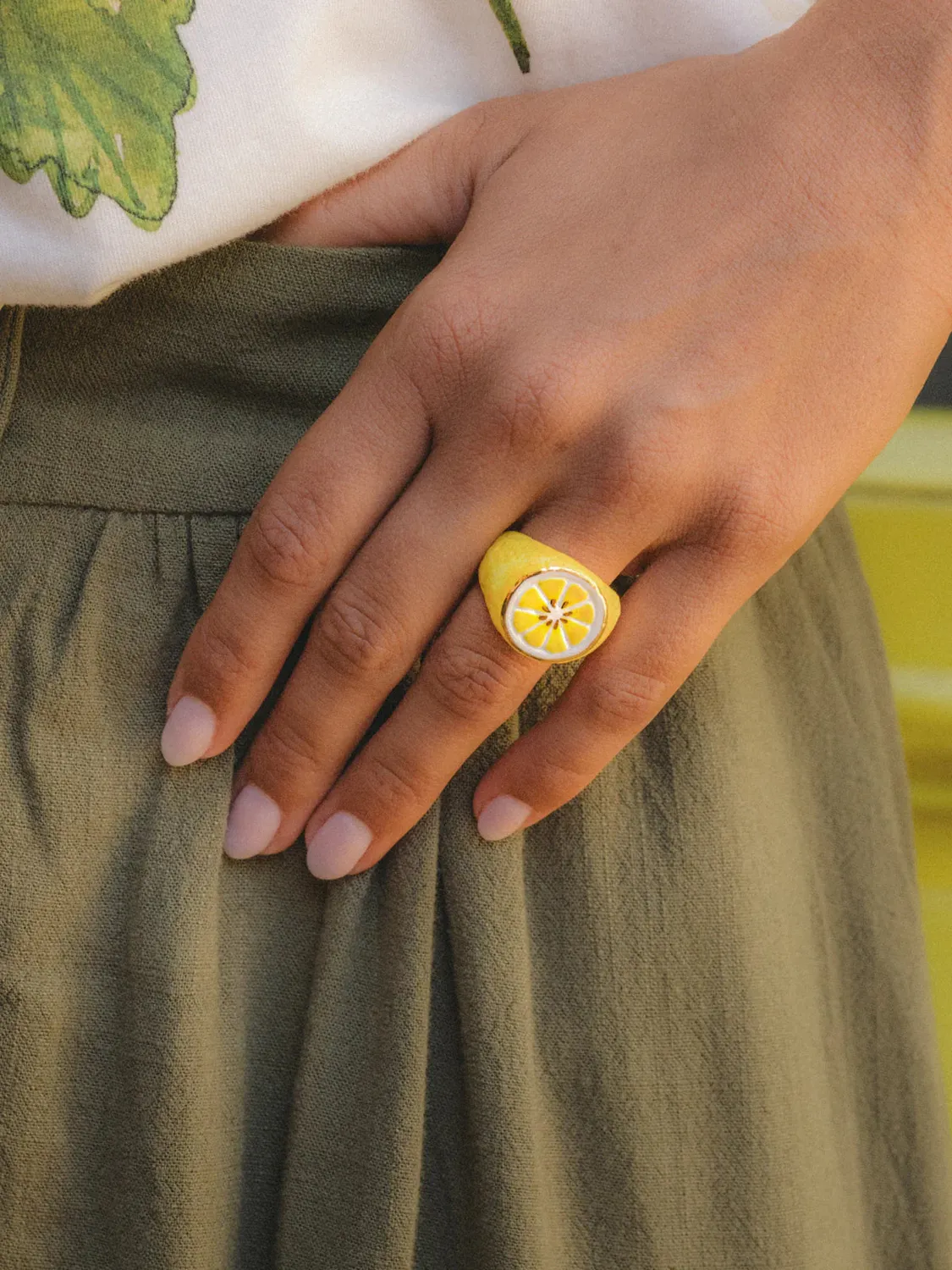 Nach Bijoux citron bague porcelaine jaune S M L