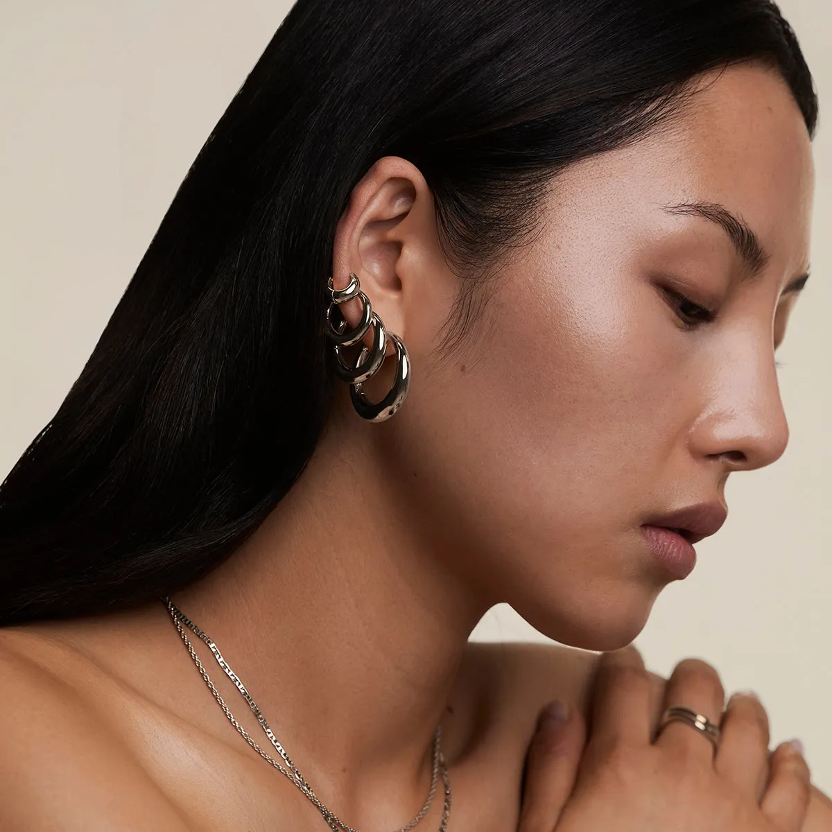 Astrid & Miyu Dome XL Hoops boucles d'oreilles argent