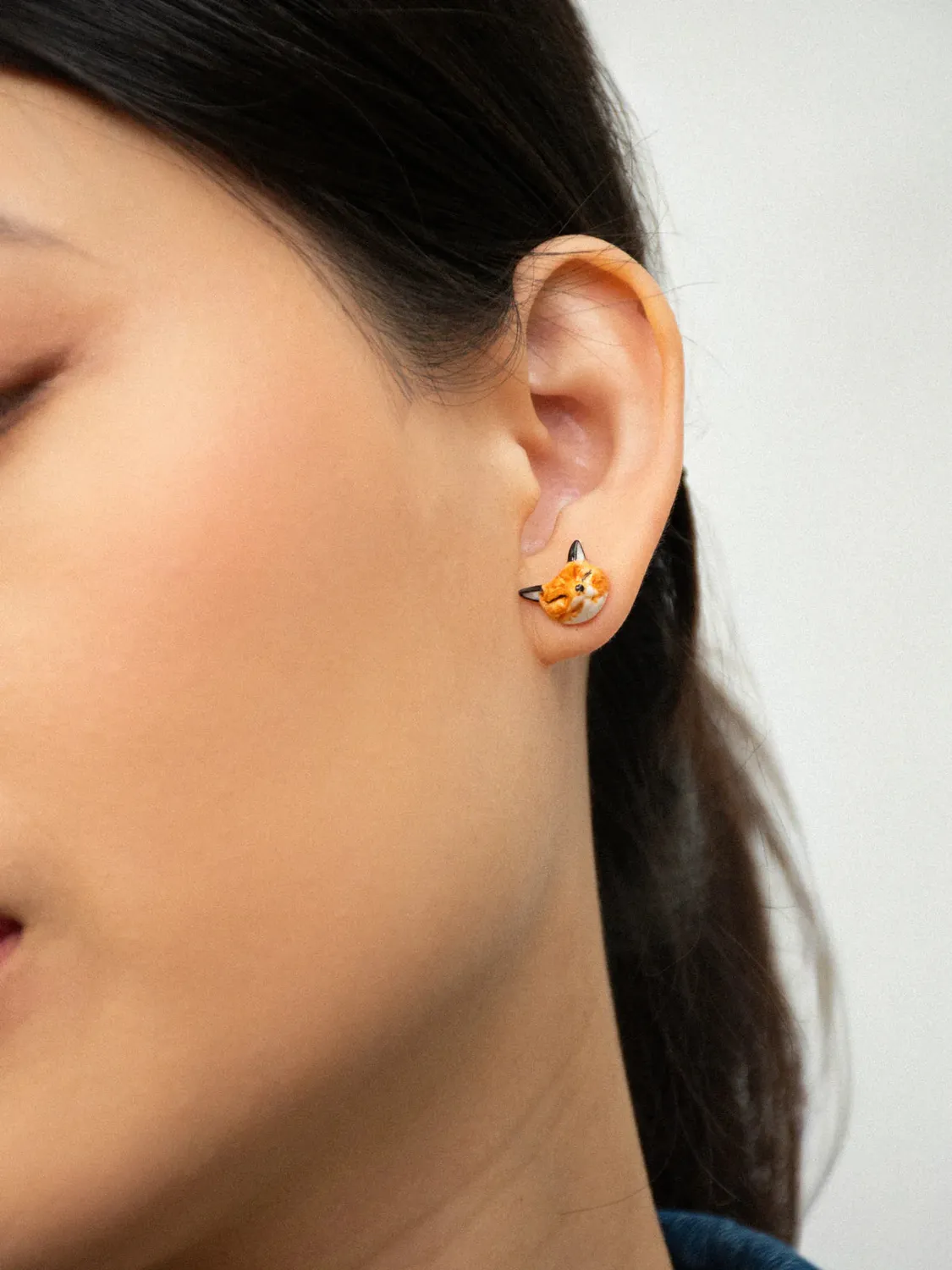 Nach boucles d'oreilles puces renard orange 1 cm