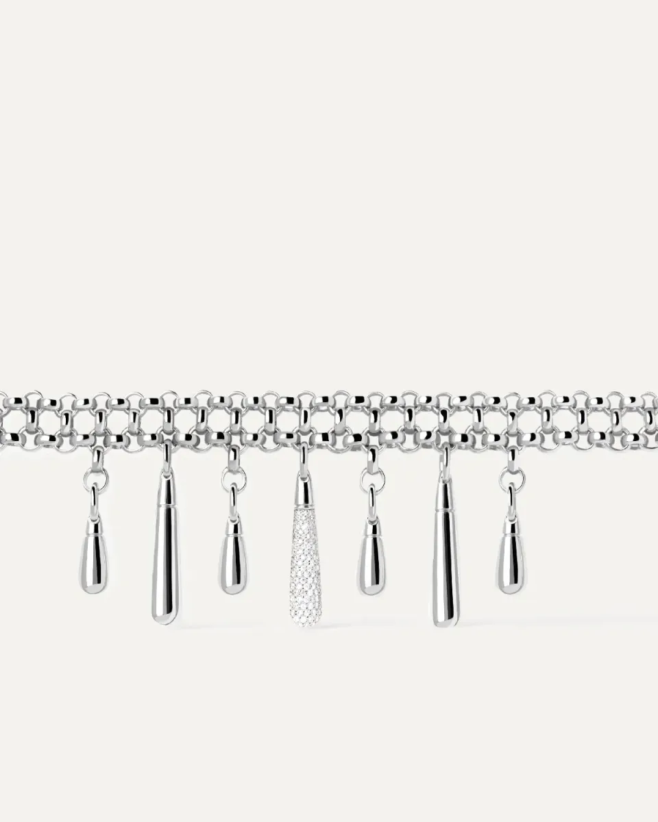 PDPAOLA Jelly collier choker argent 33 cm zirconia blanc