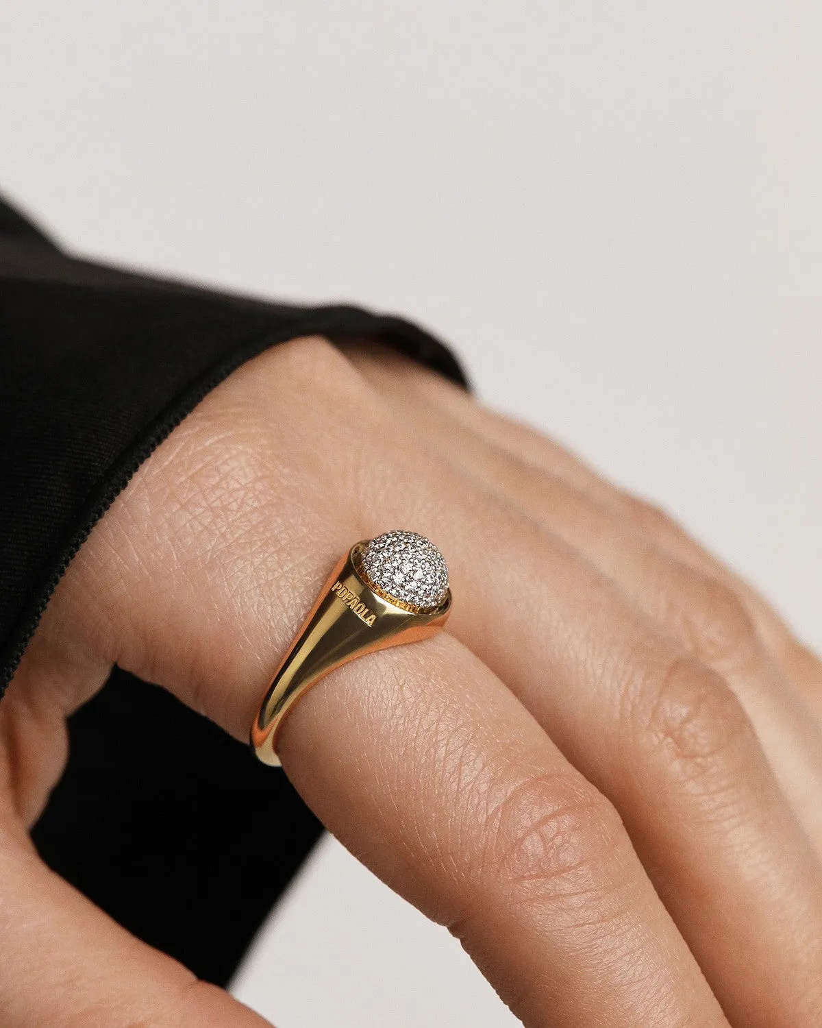 PDPAOLA Pavé Moon bague zirconia blanche