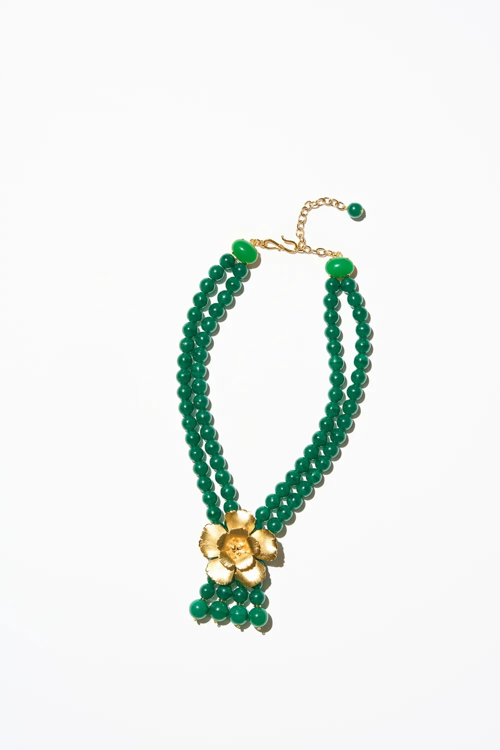 Philippe Ferrandis Magnolia collier double rang noir vert