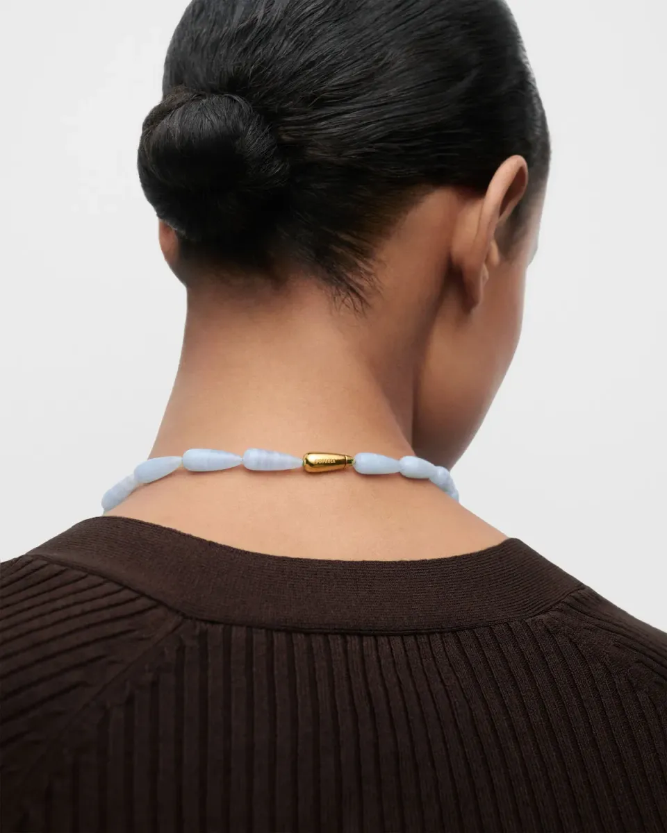 PDPAOLA GRID 3 Blue Agate collier agate bleue