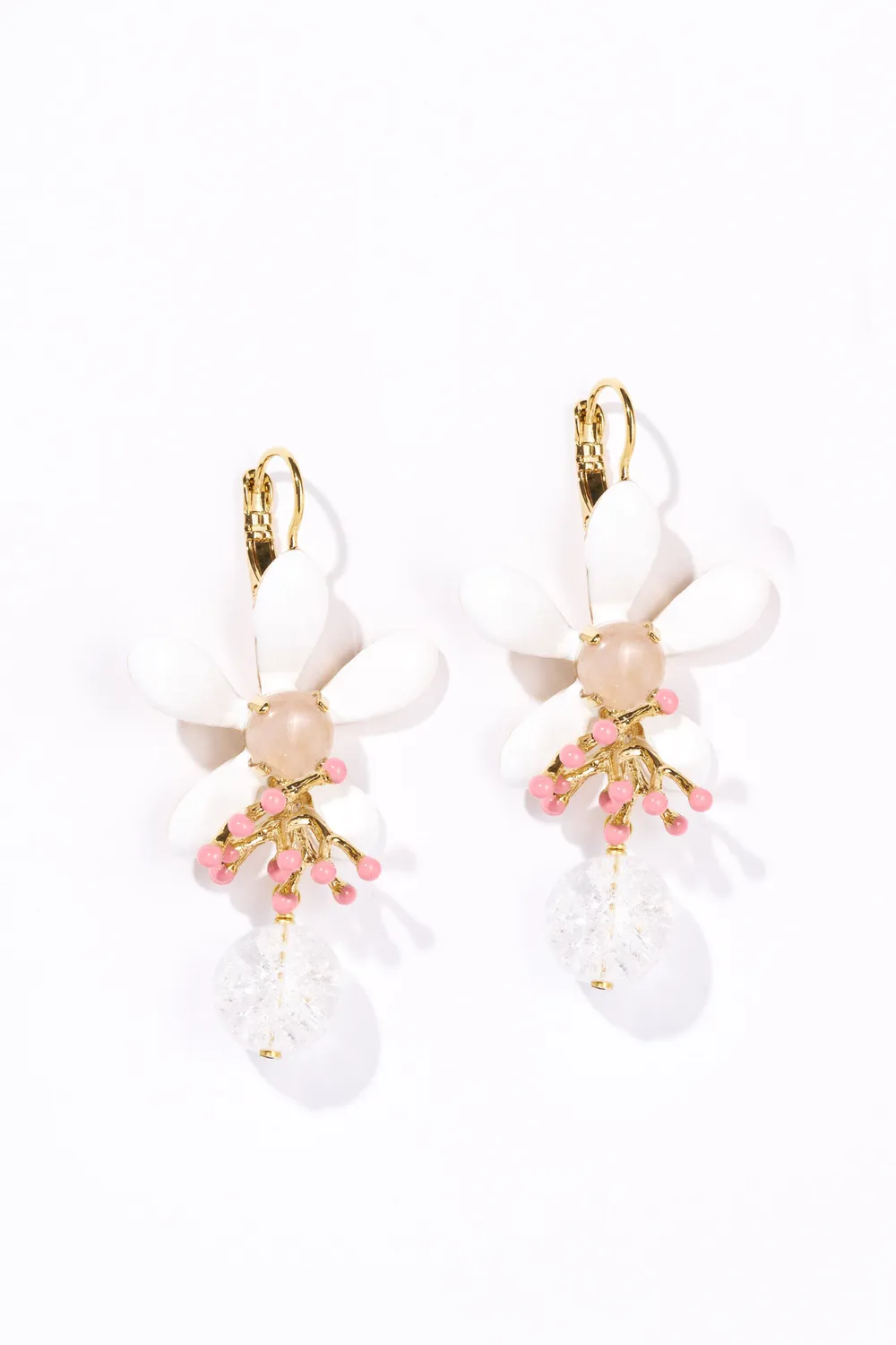 Philippe Ferrandis Neroli boucles dormeuses perle émail blanc