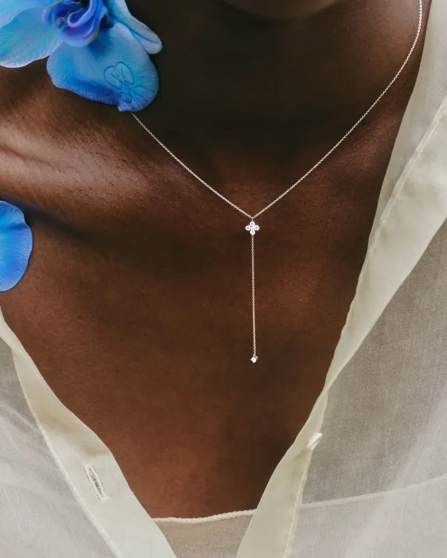 PDPAOLA Maggie Tie GRID 2 collier or blanc diamants