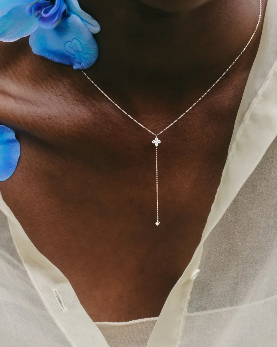 PDPAOLA Maggie Tie GRID 2 collier or blanc diamants
