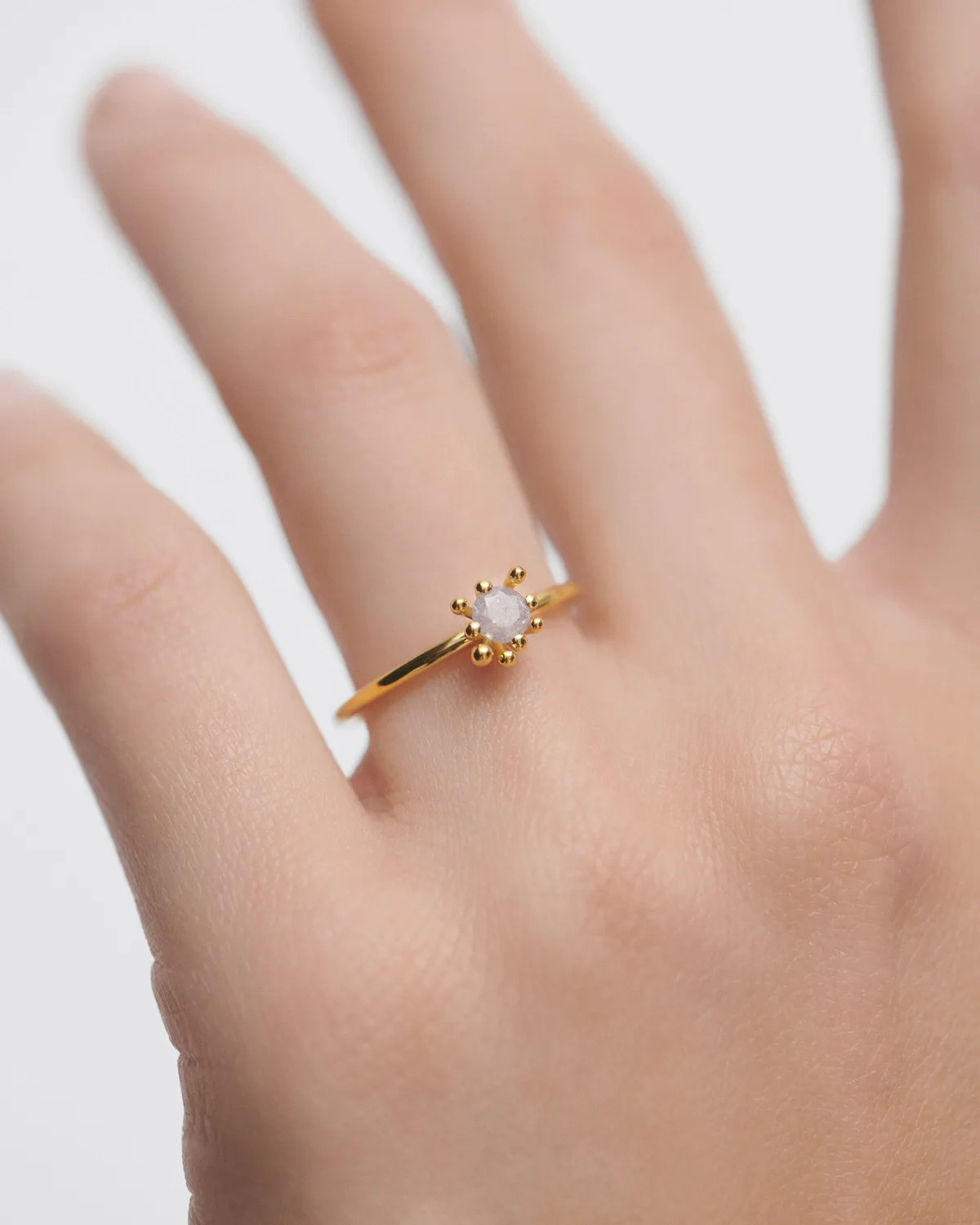 PDPAOLA Fleur Grey bague zircone grise