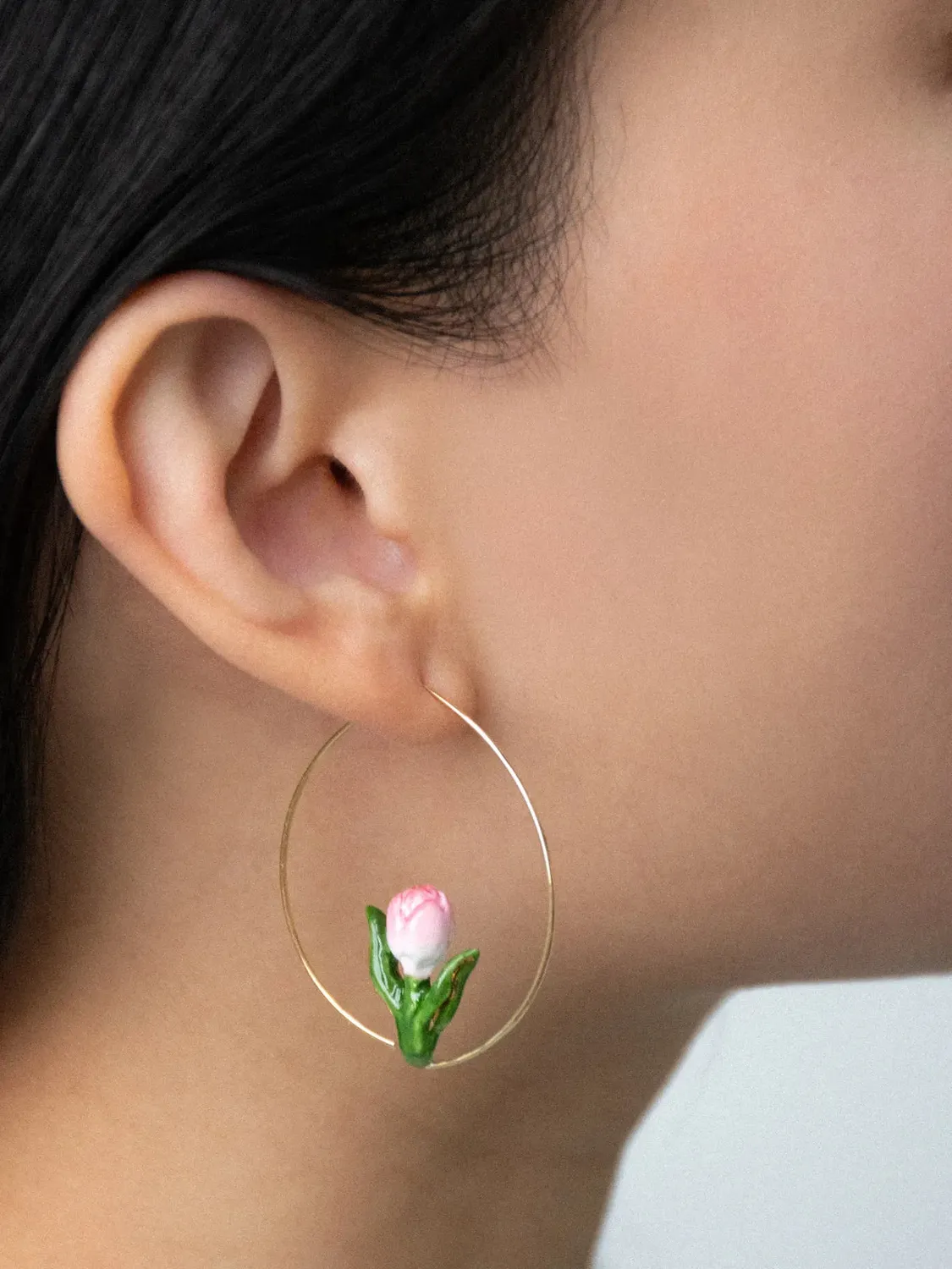 Nach Bijoux tulipe rose créoles moyennes 41 mm