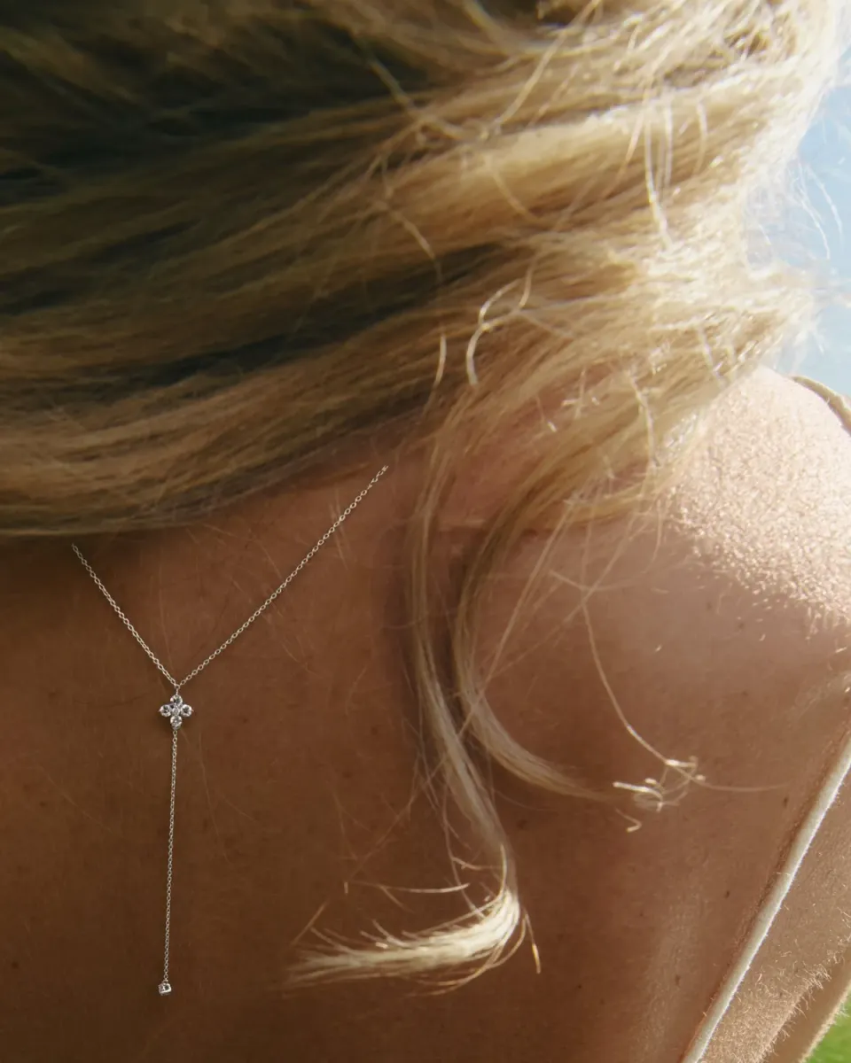PDPAOLA GRID Maggie collier or blanc diamants