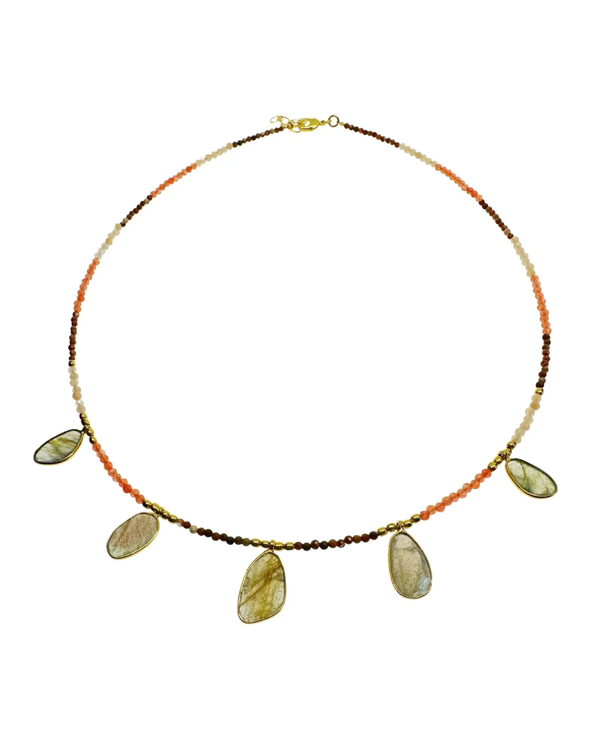 Le Fourbi de Capucine N82 collier laiton doré jaspe labradorite