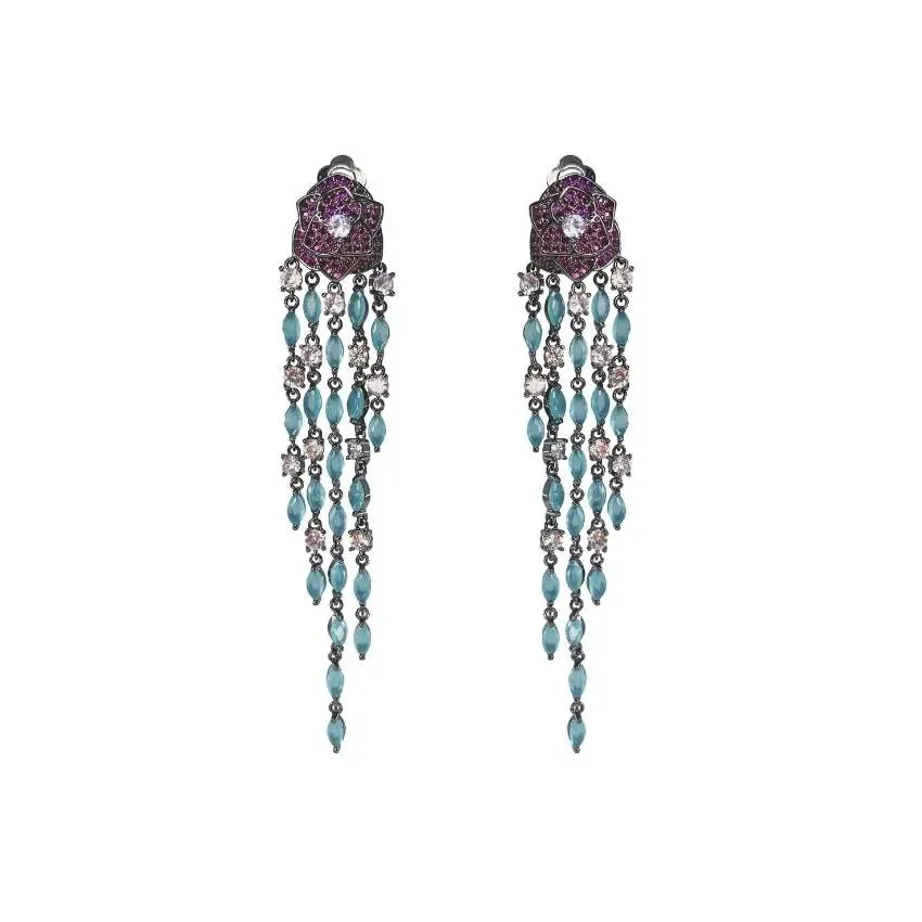 Nao de Paris Jardin des Roses boucles d'oreilles clips strass