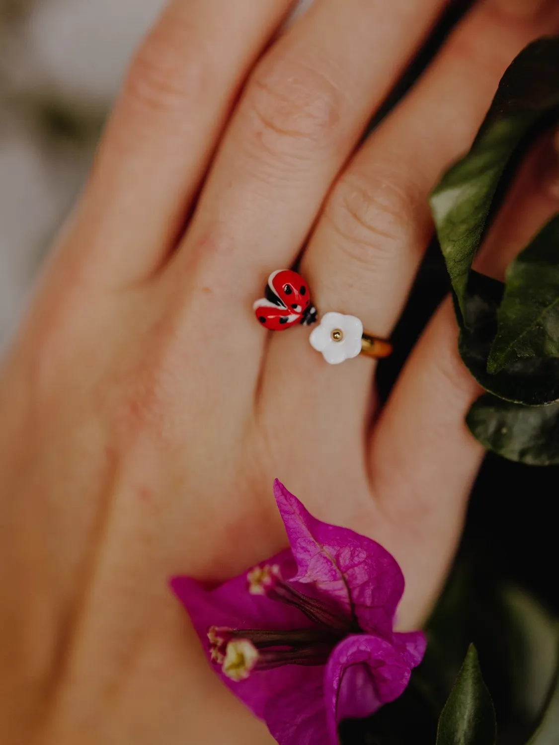Nach Bijoux FaceToFace coccinelle bague ajustable dorée