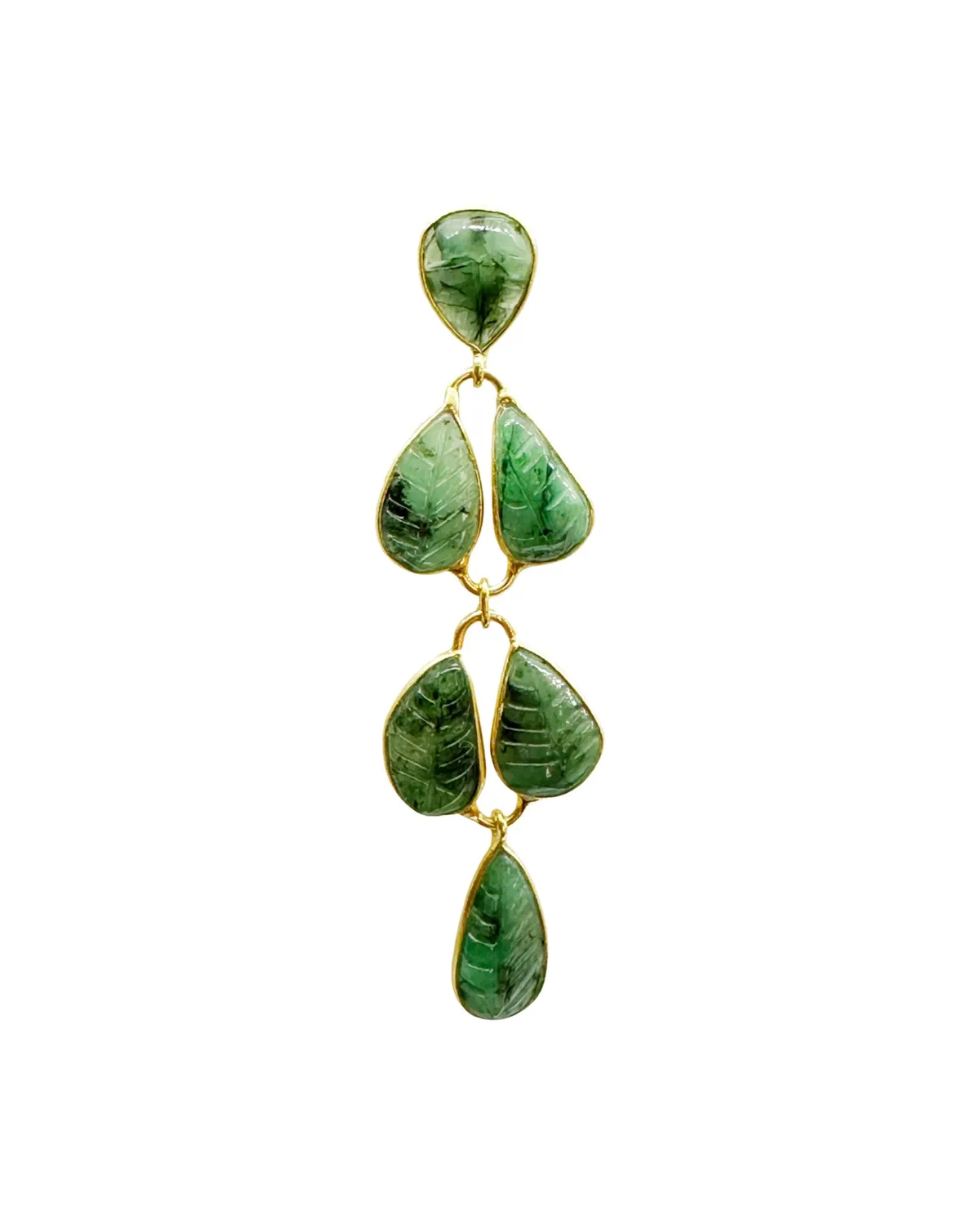 Le Fourbi de Capucine G29 boucles d'oreilles argent doré émeraude