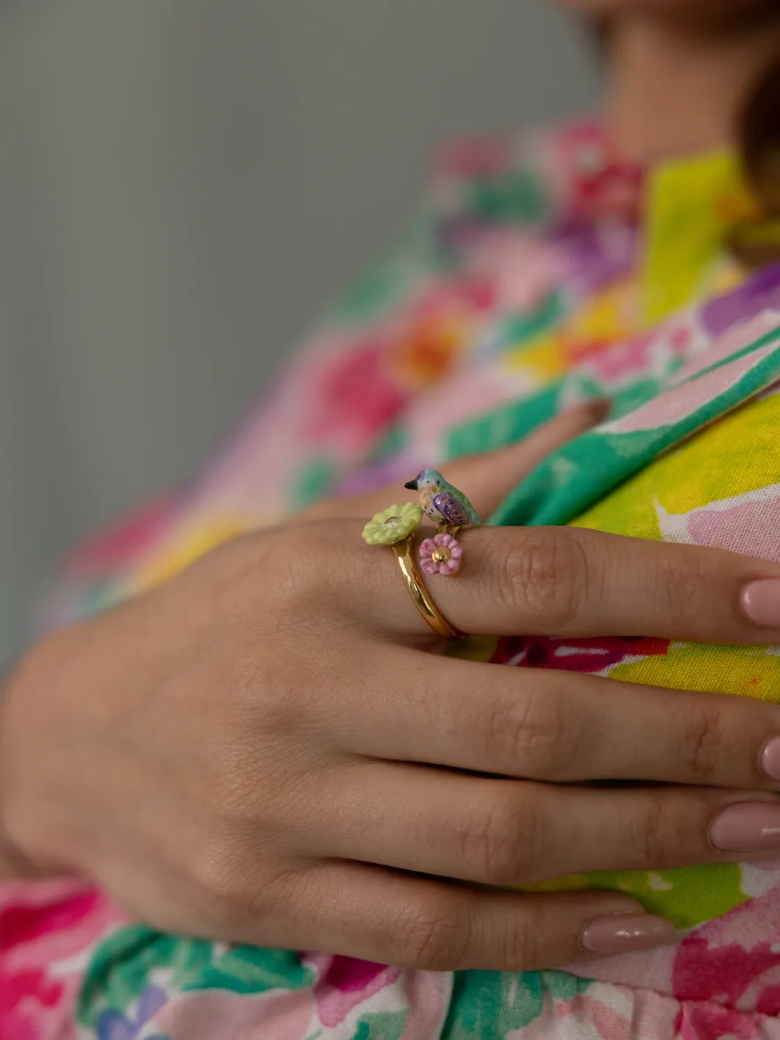 Nach Bijoux Colibri d'Anna bague ajustable fleur or
