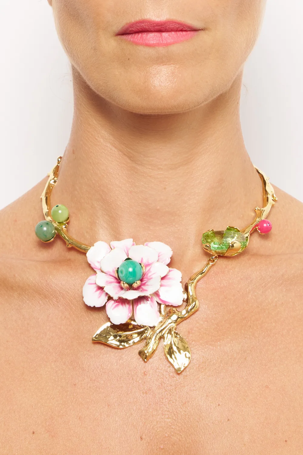 Philippe Ferrandis Grace large flower collier fleur doré
