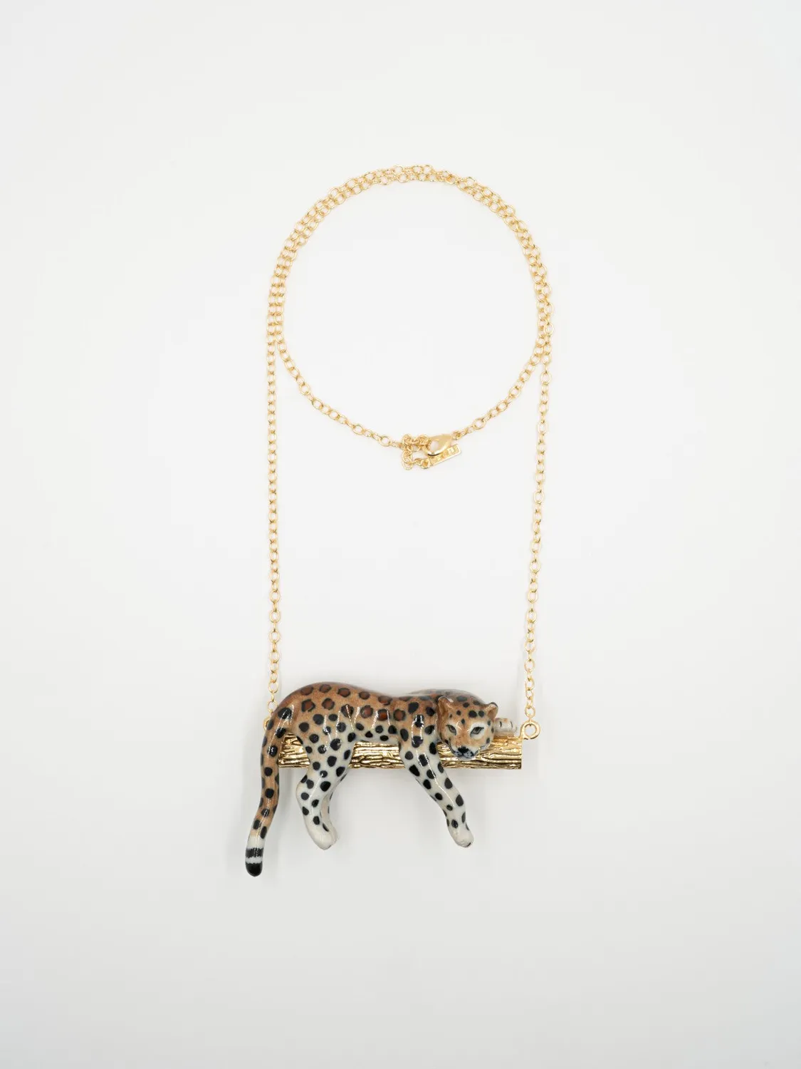 Nach Bijoux léopard sur branche collier porcelaine 70 cm