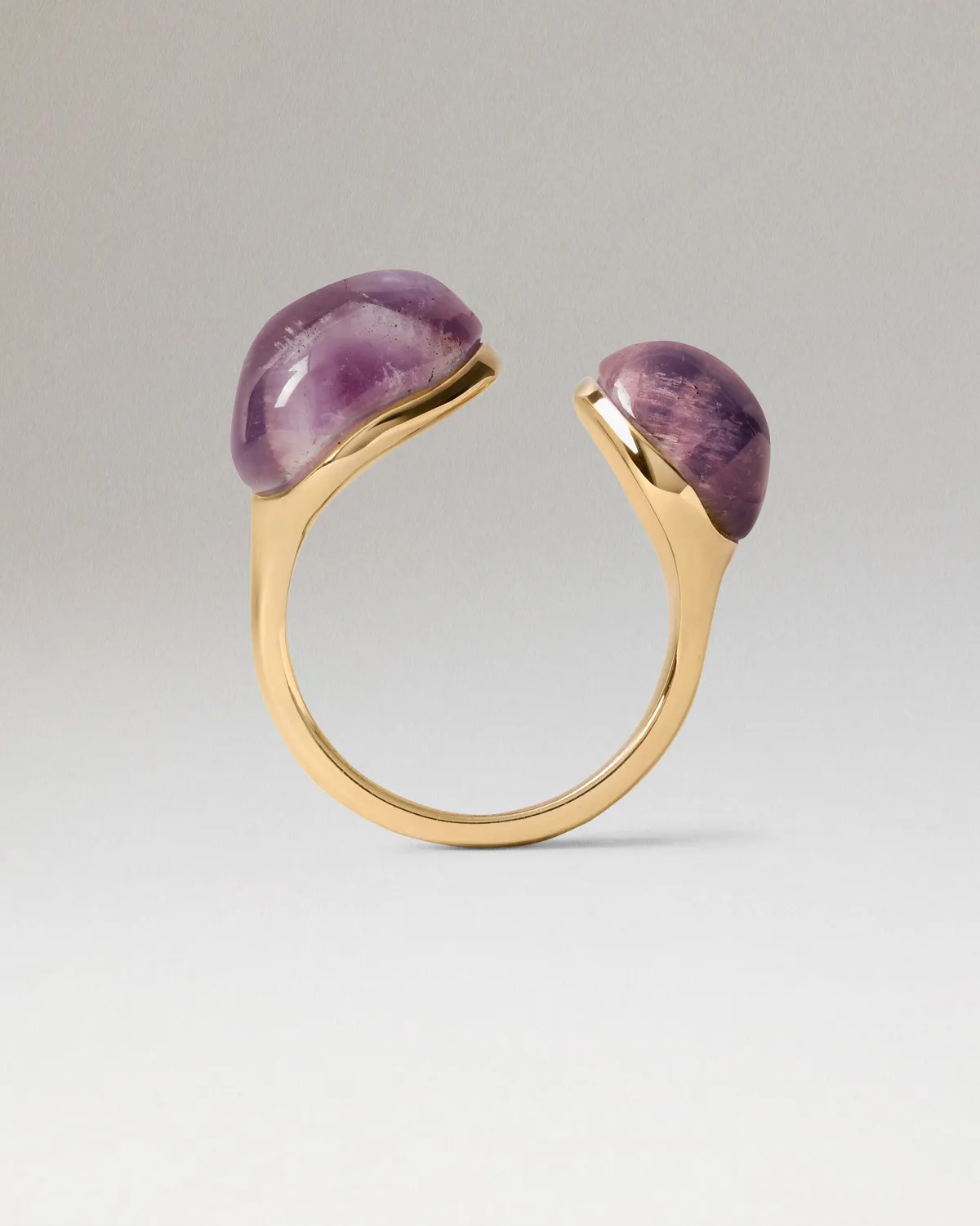 PDPAOLA Gravity bague améthyste plaqué or pierre violette