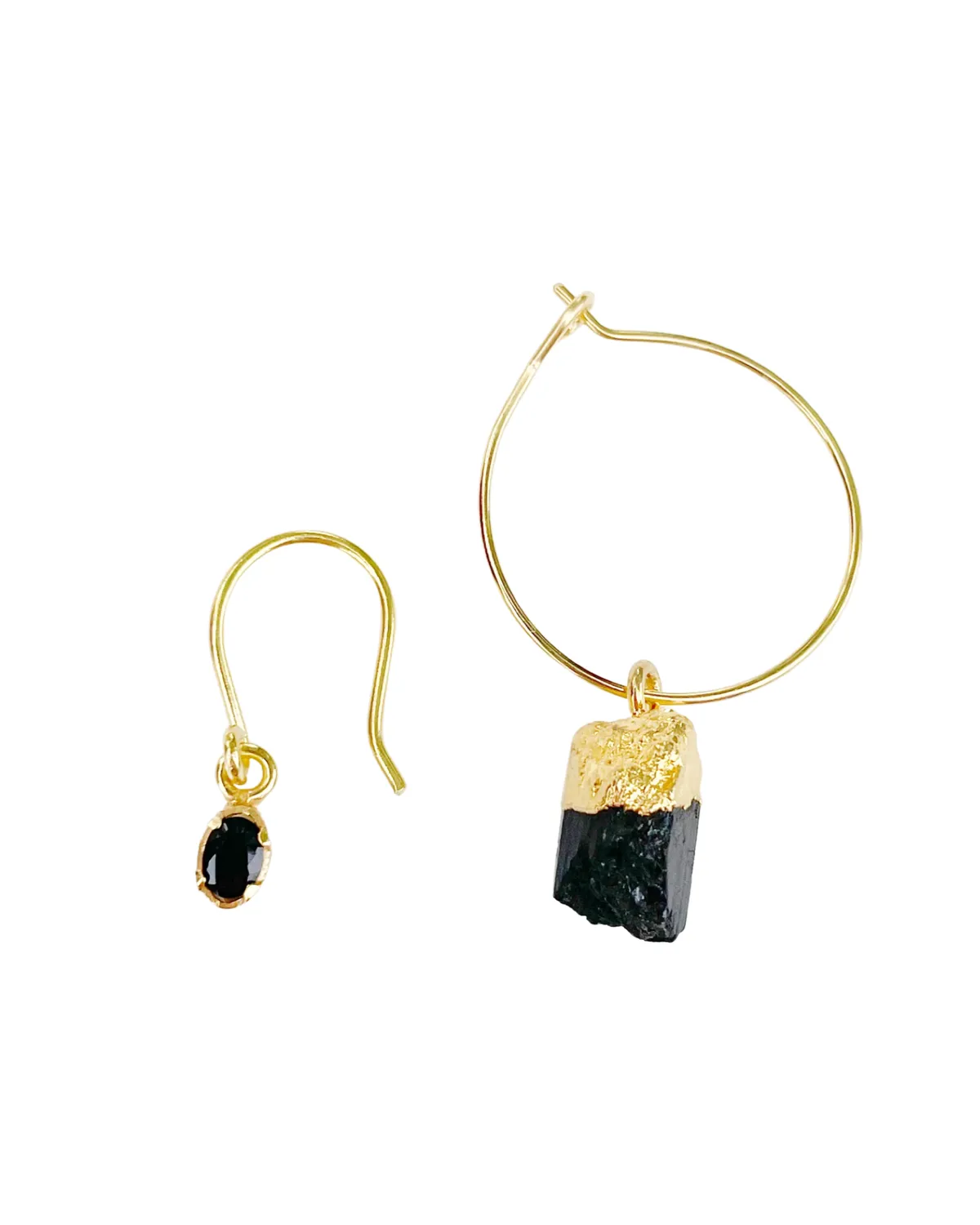 Le Fourbi de Capucine Créole Noire boucles onyx asymétriques