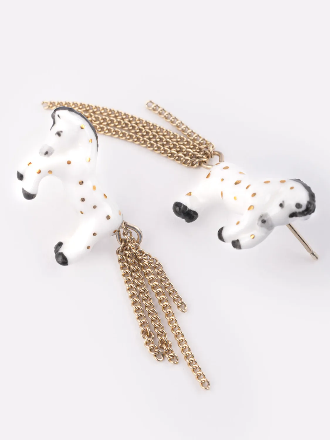 Nach Bijoux Cheval Blanc boucles pendantes chaînes porcelaine