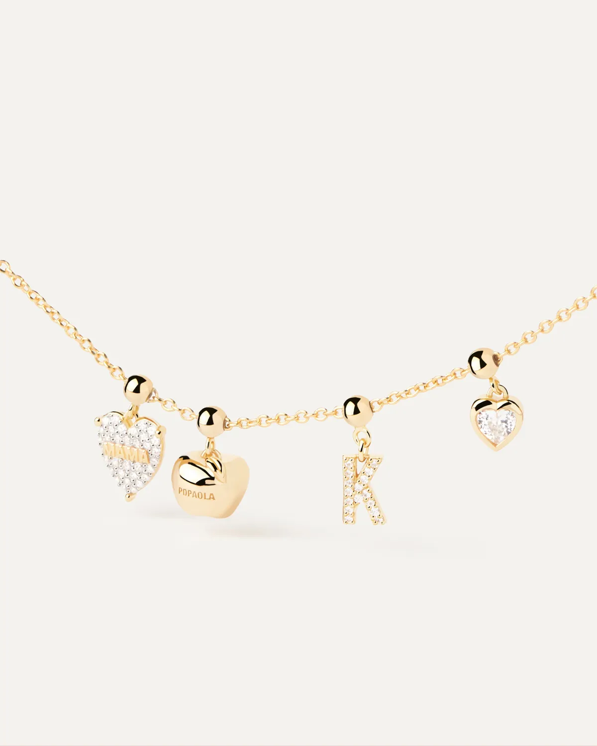 PDPAOLA Mini Heart charm 5 mm plaqué or zircone blanche