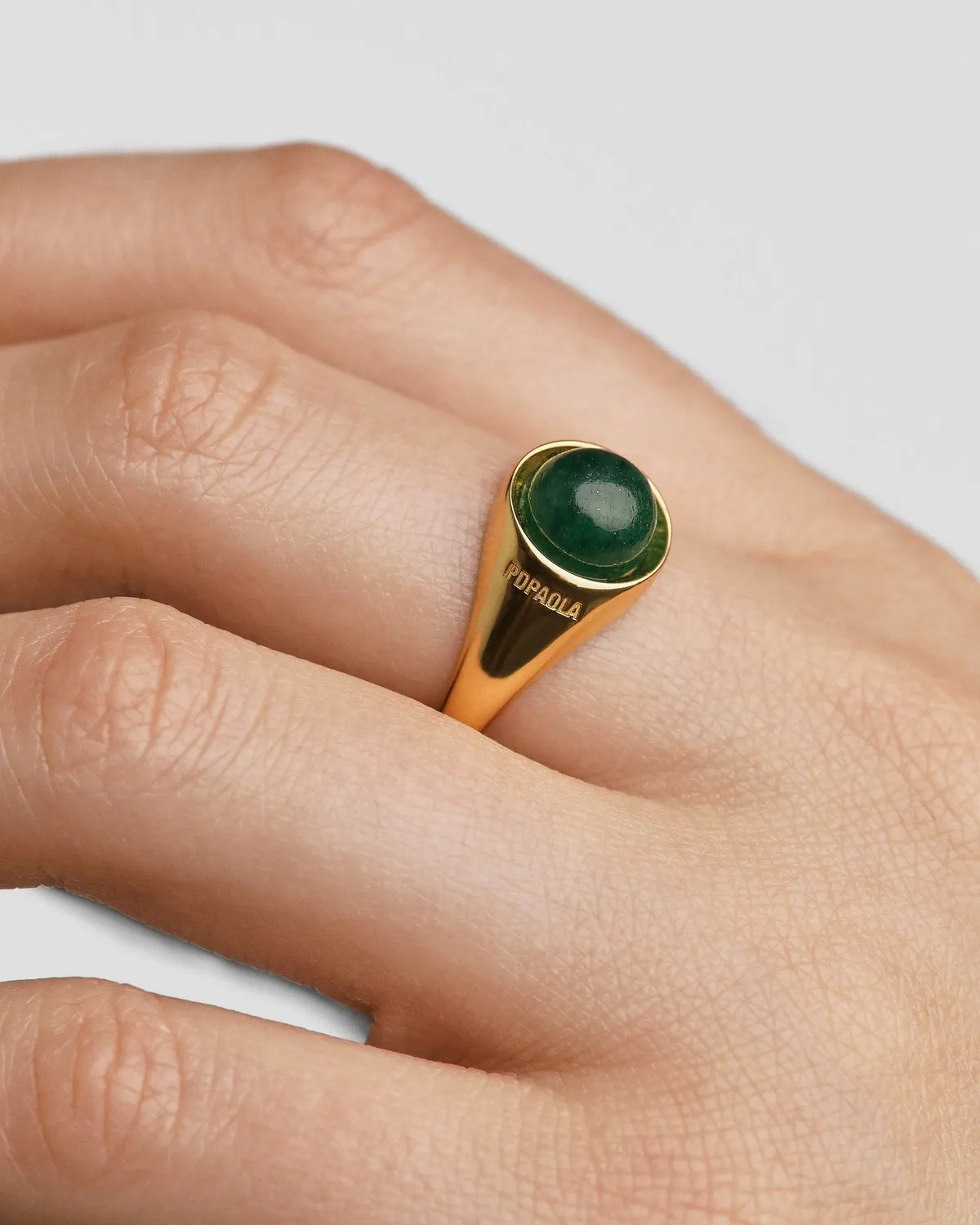 PDPAOLA Moon Aventurine bague plaqué or 8 mm