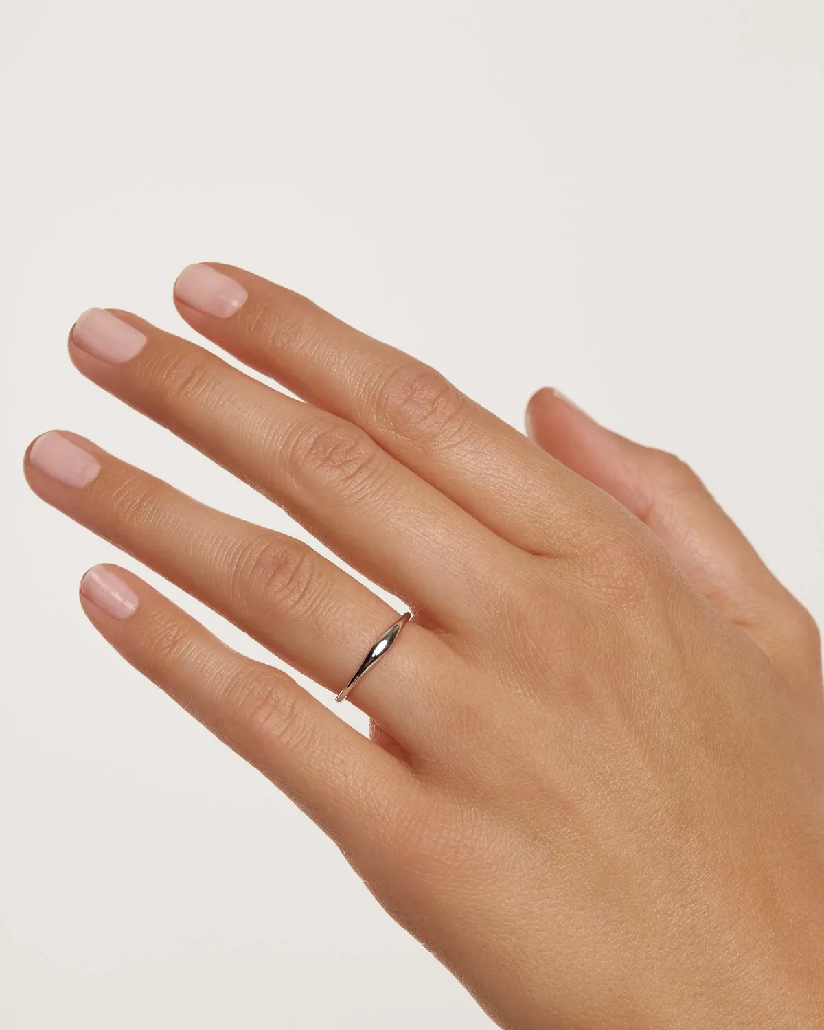 PDPAOLA Wave bague or blanc 18 carats