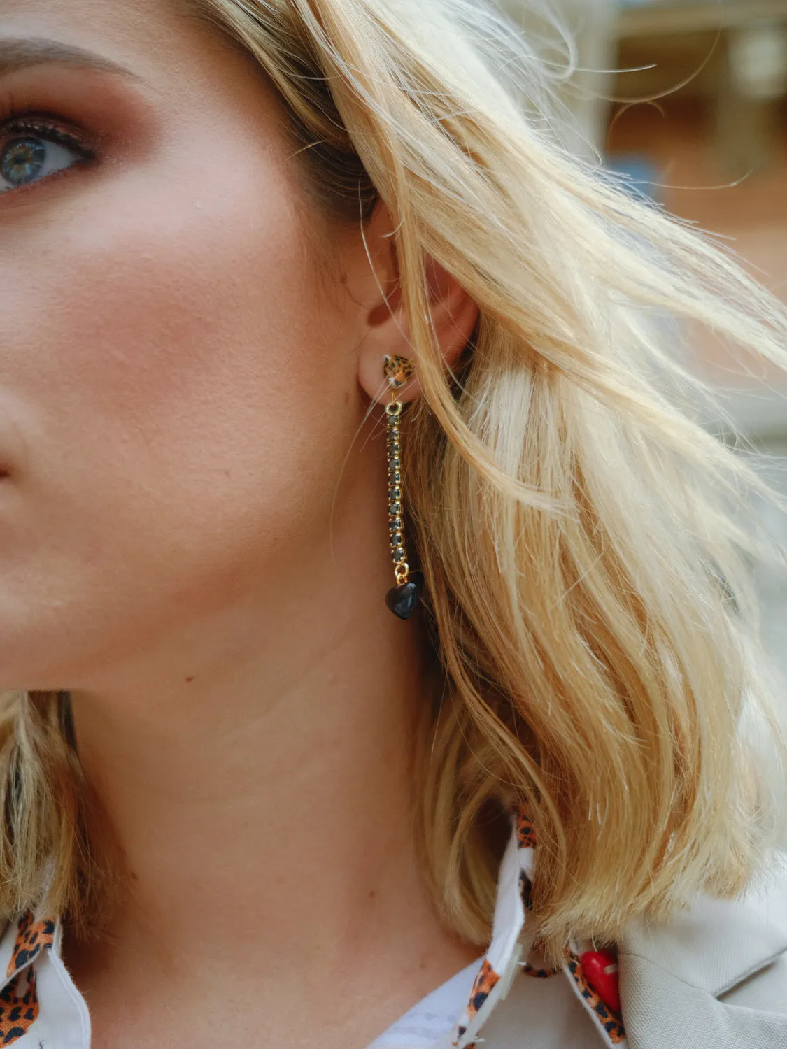 Nach Bijoux Premier amour boucles d'oreilles strass noires