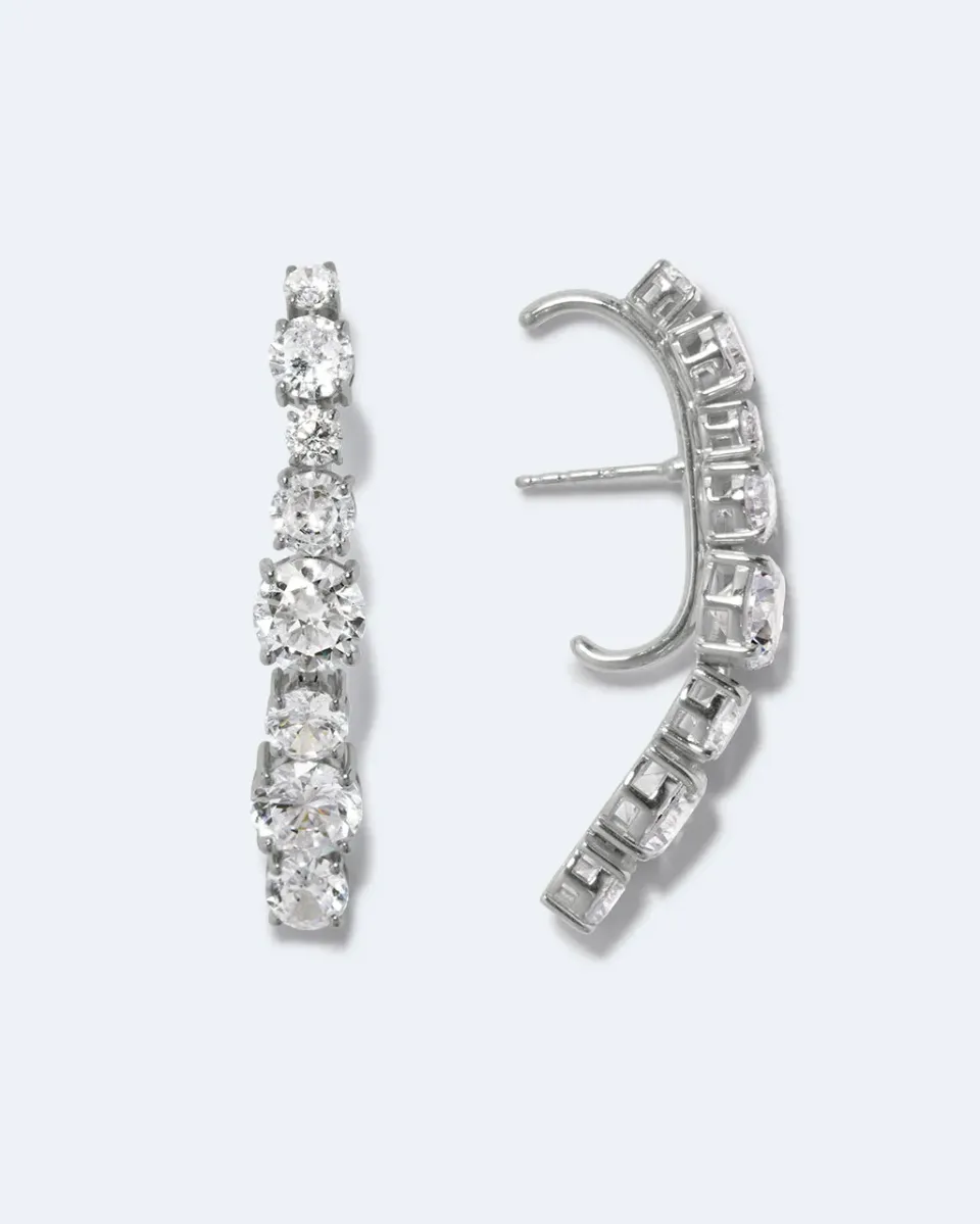 Completedworks Inflection ear climbers zirconia argent