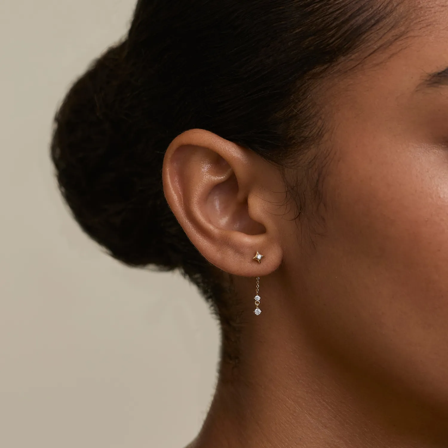 Astrid & Miyu Cosmic Star Drop Studs Cracker boucles d'oreilles or