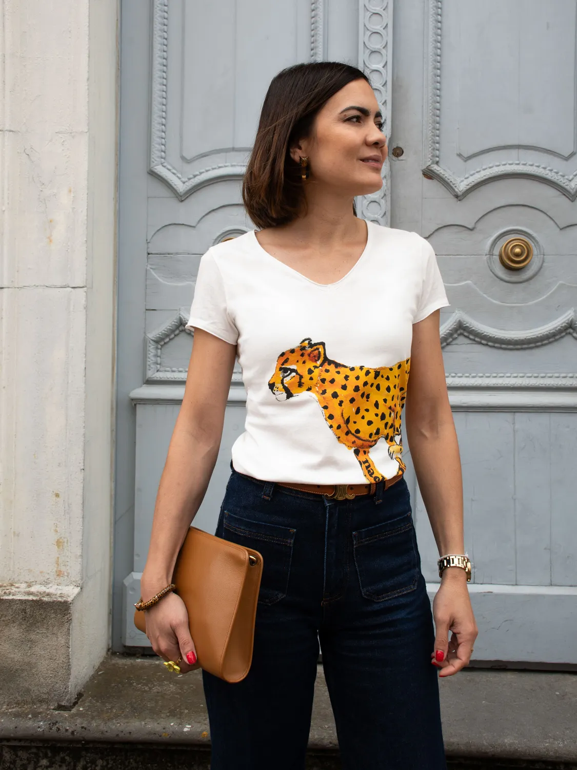 Nach Victor T-shirt guépard blanc S-XL
