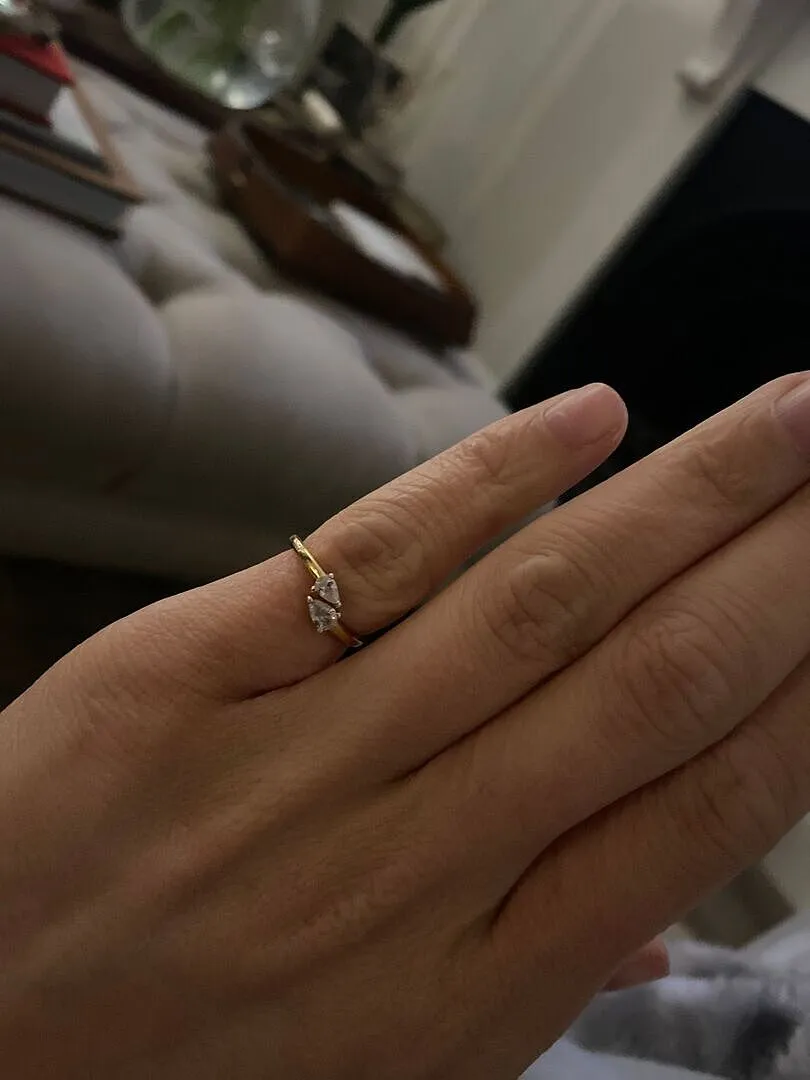 Astrid & Miyu Crystal Pear bague ouverte dorée poire