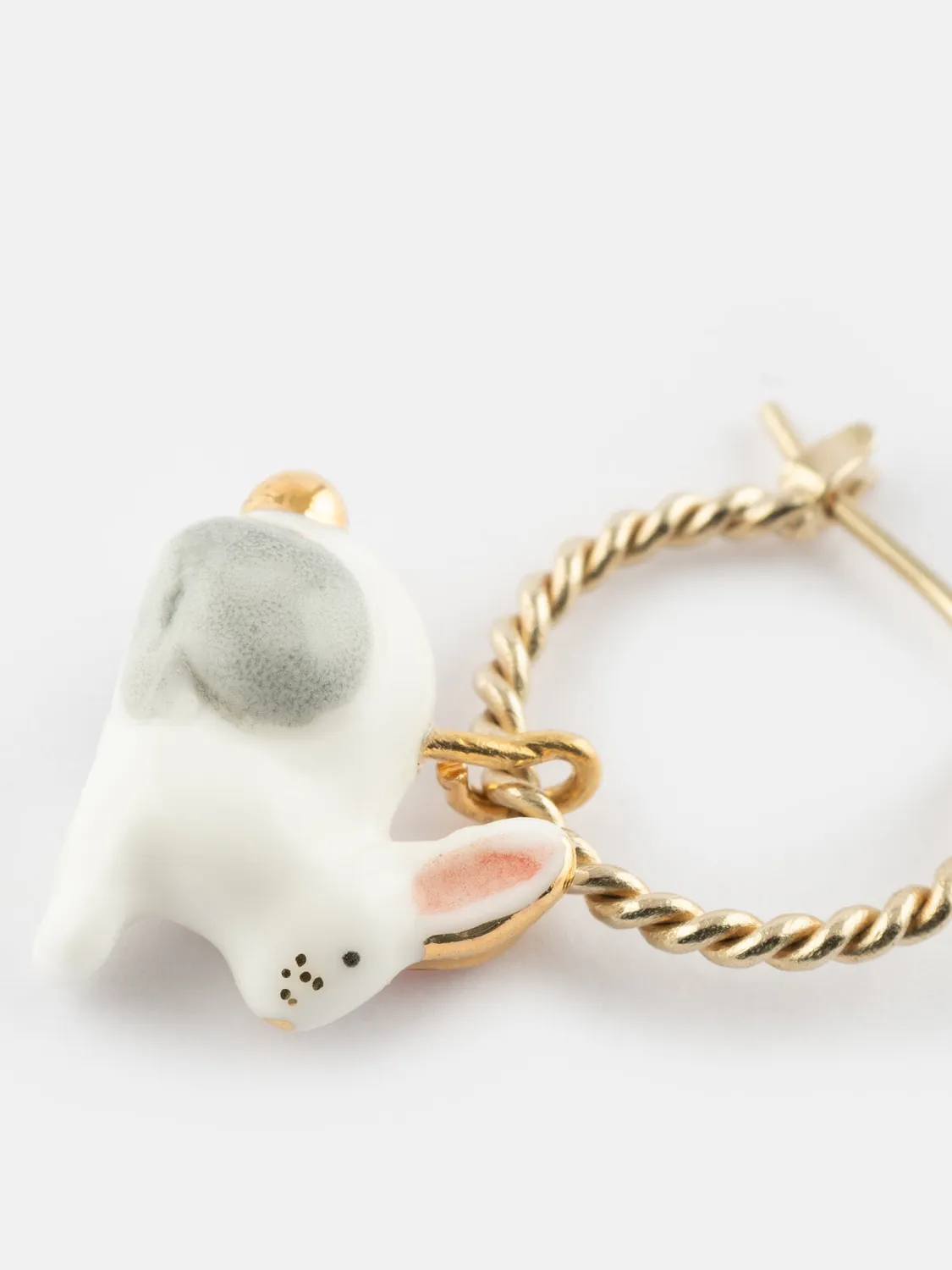 Nach Bijoux Arctique lièvre polaire mini créole boucle unité