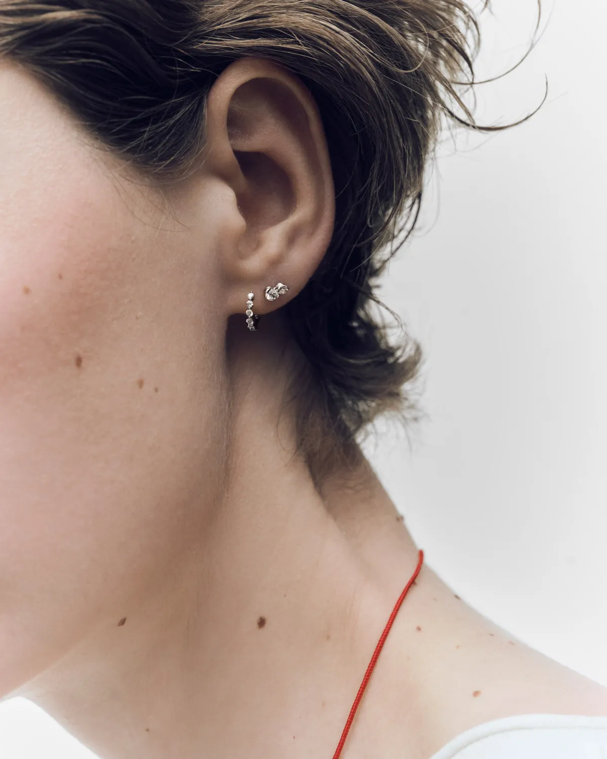PDPAOLA Dafne mono-boucle or blanc diamants