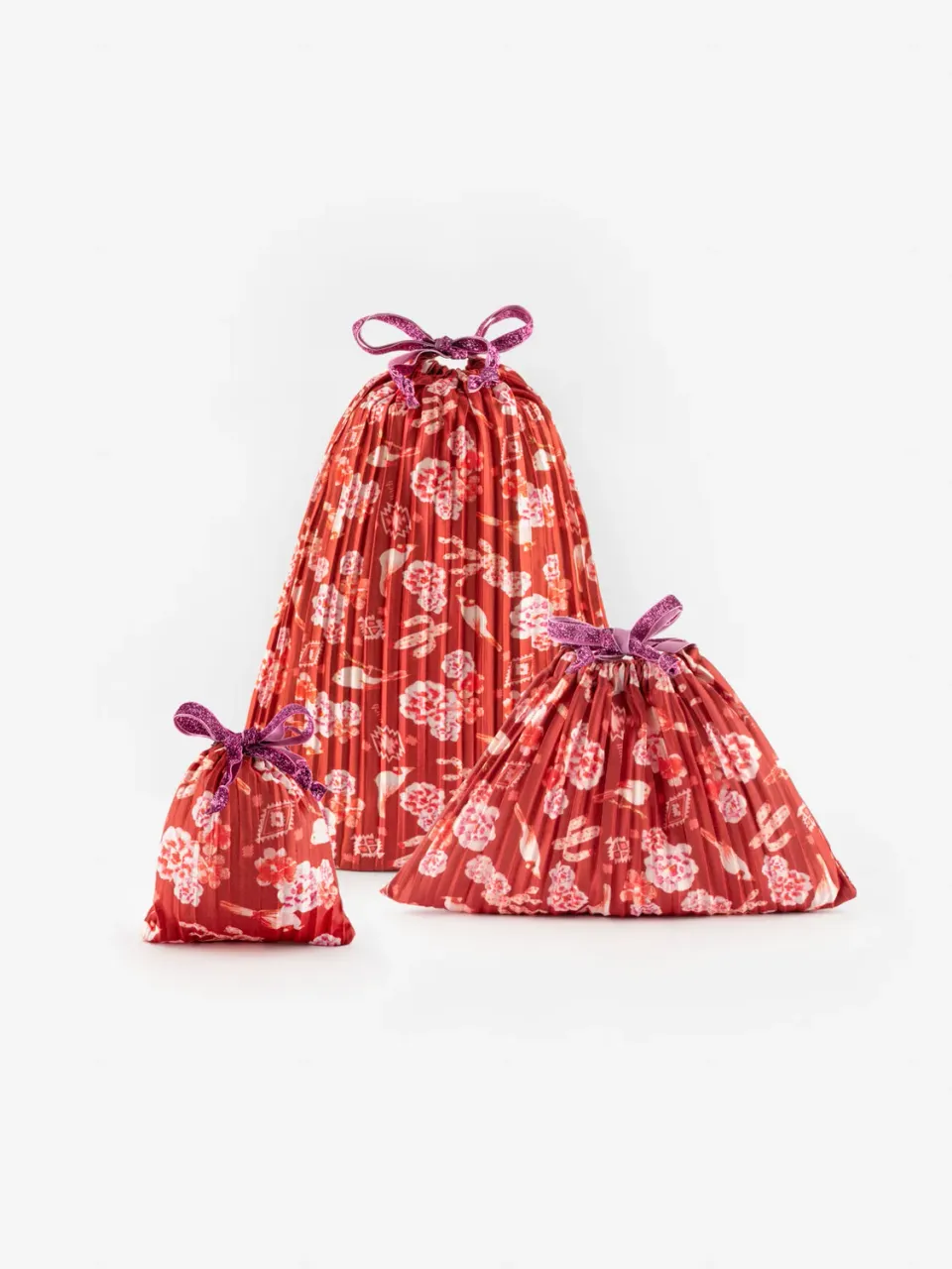 Nach Bijoux pochette cadeau upcyclé rouge paillettes taille M