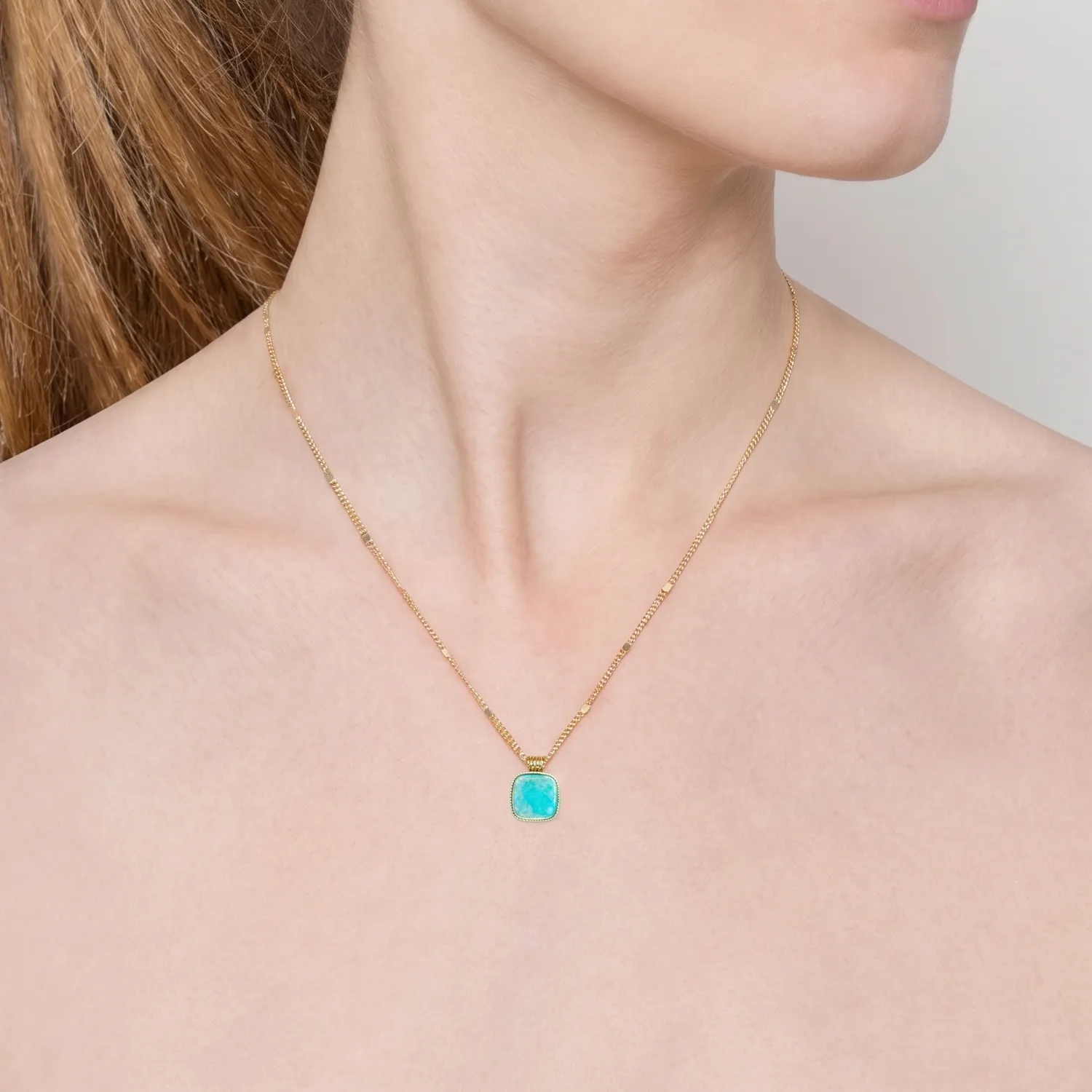 Nao de Paris Vintage collier amazonite acier doré