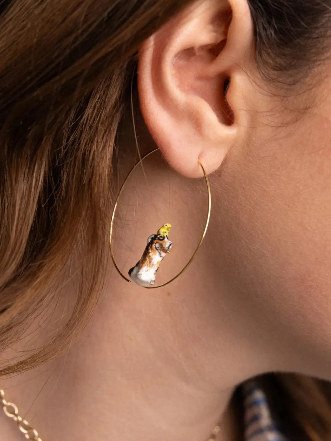 Nach Bijoux Berger Australien boucles d'oreilles créoles porcelaine