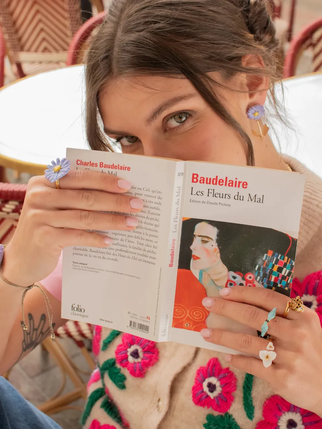 Nach Bijoux anémone bleue boucles d'oreilles pendantes florales