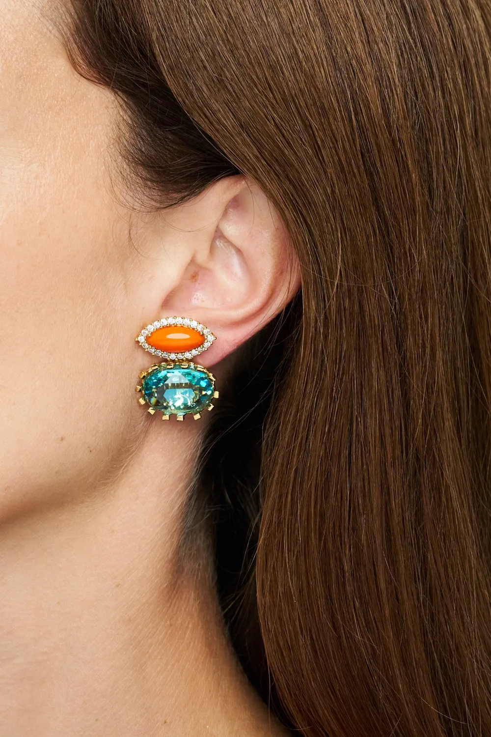Philippe Ferrandis Alegoria clips cabochon verre strass