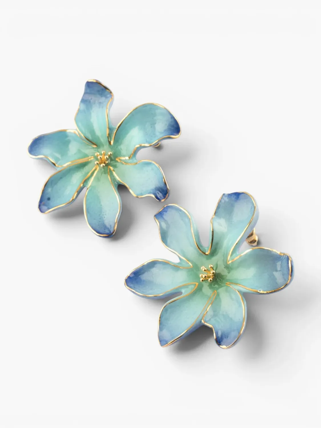 Nach Bijoux Maxi fleur céleste bleue puces boucles d'oreilles
