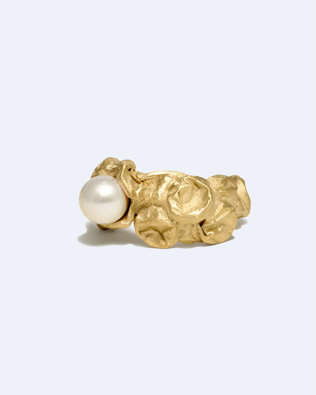 Completedworks Bubble bague perle plaqué or taille L