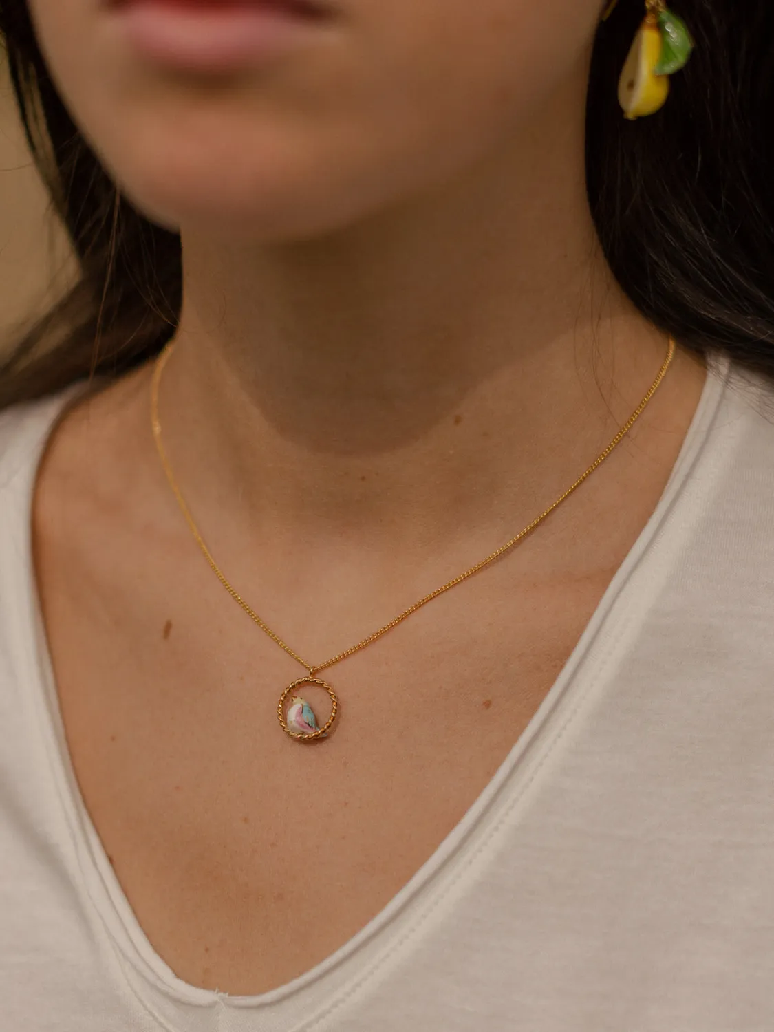 Nach Bijoux Le temps des récoltes collier oiseau perles 53 cm