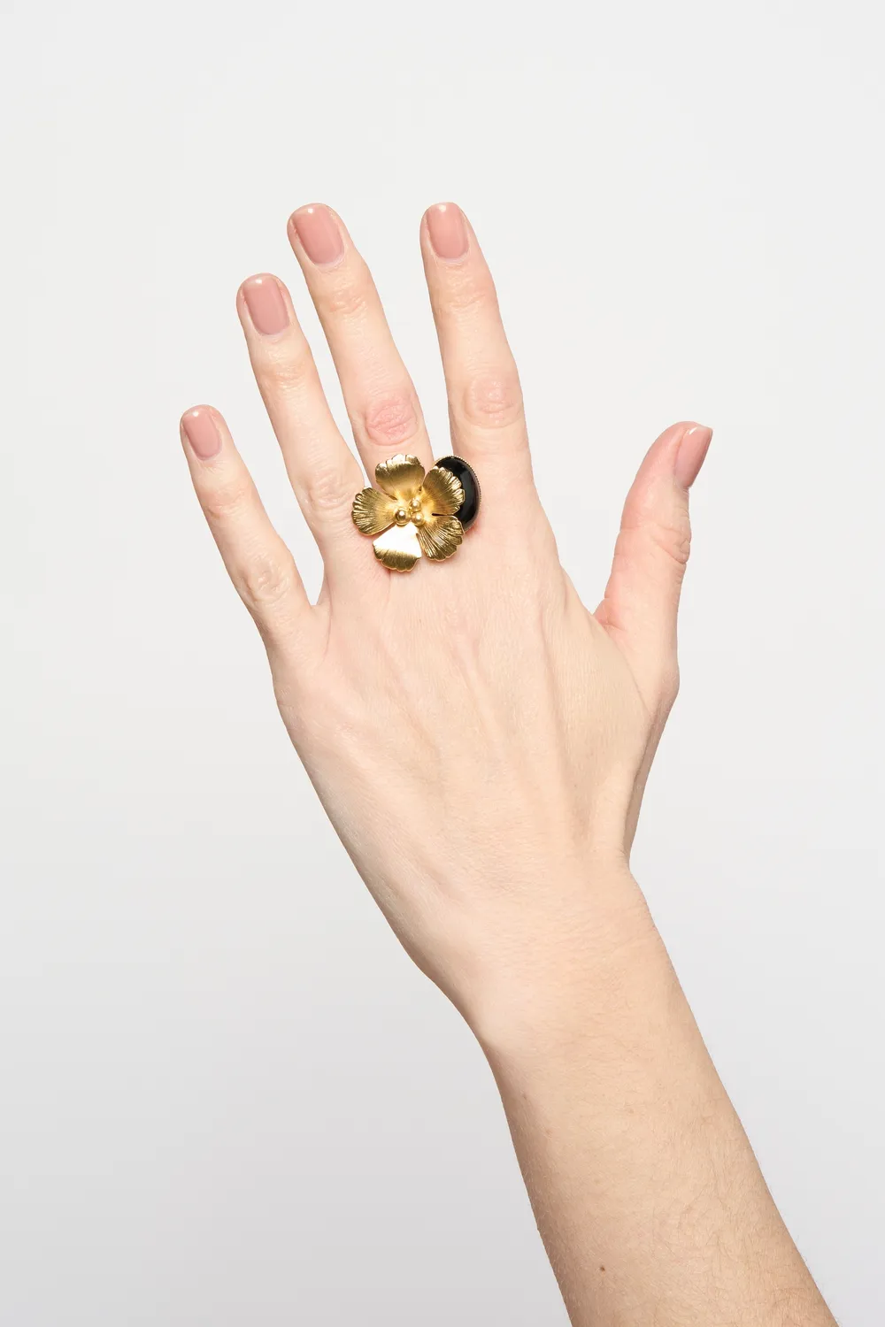 Philippe Ferrandis Magnolia bague ajustable noir vert